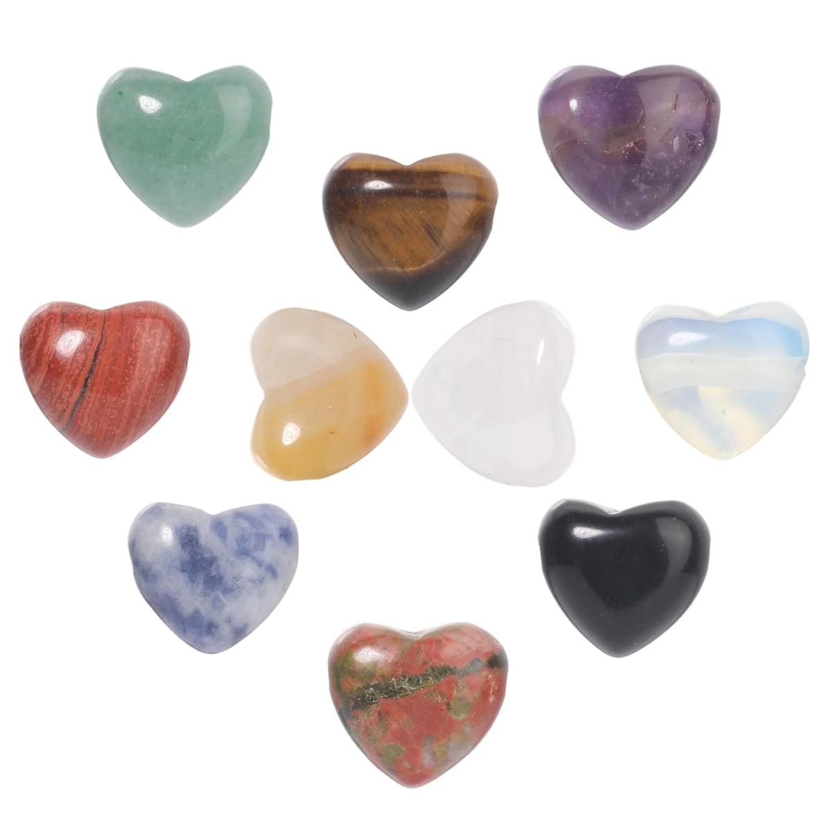Yochus 5pcs Opal Natural Heart Stone Beads，12mm Healing Energy Gemstone for Jewelry Making Earring Necklace DIY