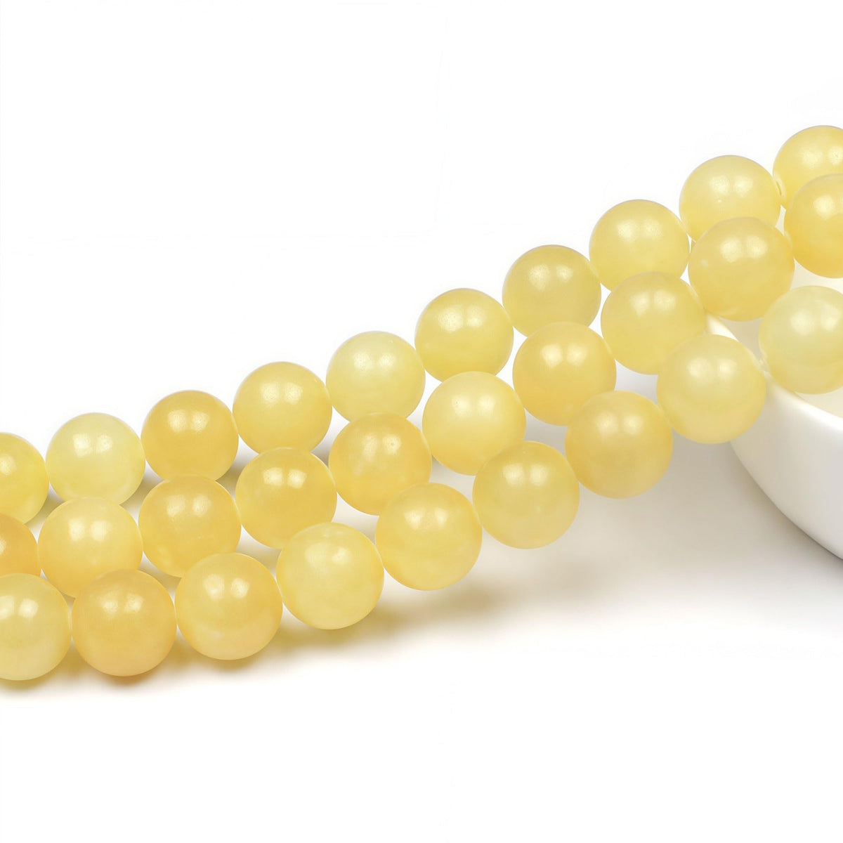 MJDCB Natural Yellow Marble Jade Round Stone Beads for Jewelry Making DIY Bracelet Necklace (12mm)