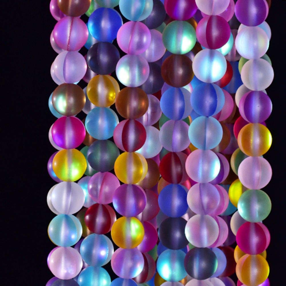 Asingeloo 38PCS 10mm Natural Coloful Mystic Aura Quartz Gemstone Frosted Matte Titanium Rainbow Round Loose Beads 15 inch Full Strand Crystal Healing Power Quartz