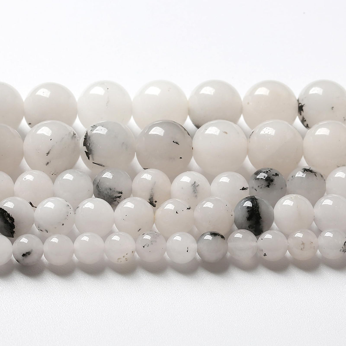 32pcs 12mm Natural Black Rutilated Quartz Crystal Jade Stone Beads for Jewelry Making Energy Healing Power Stone Beads DIY Bracelet Necklace Accessories 15" (12mm, Black Rutilated Quartz Jade)