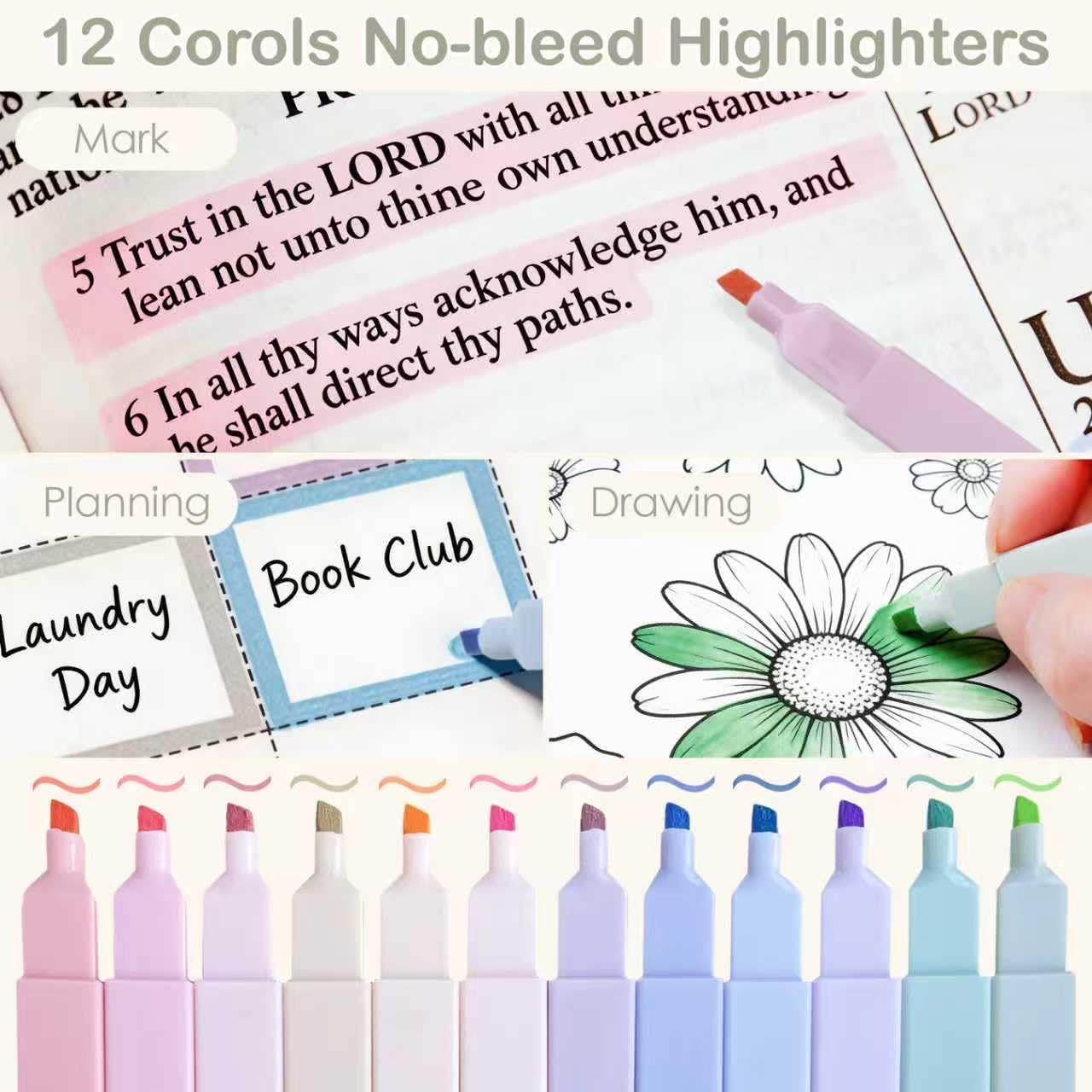 Tuhangcc 47PCS Spiral Notebook Stationary Set for Women,Bible Journal Set, 3PCS Unique A5 Spiral Notebooks 12 Highlighters, Sticky Notes & Bookmark Tabs 5 Gel Pen for Work Office Supplies (Blue)