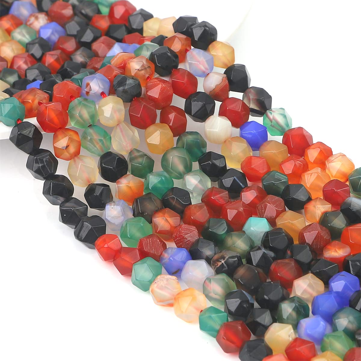 BEADIA Faceted Natural Colorful Agate Stone Round Beads 8mm 36cm/Strand for Jewelry Making