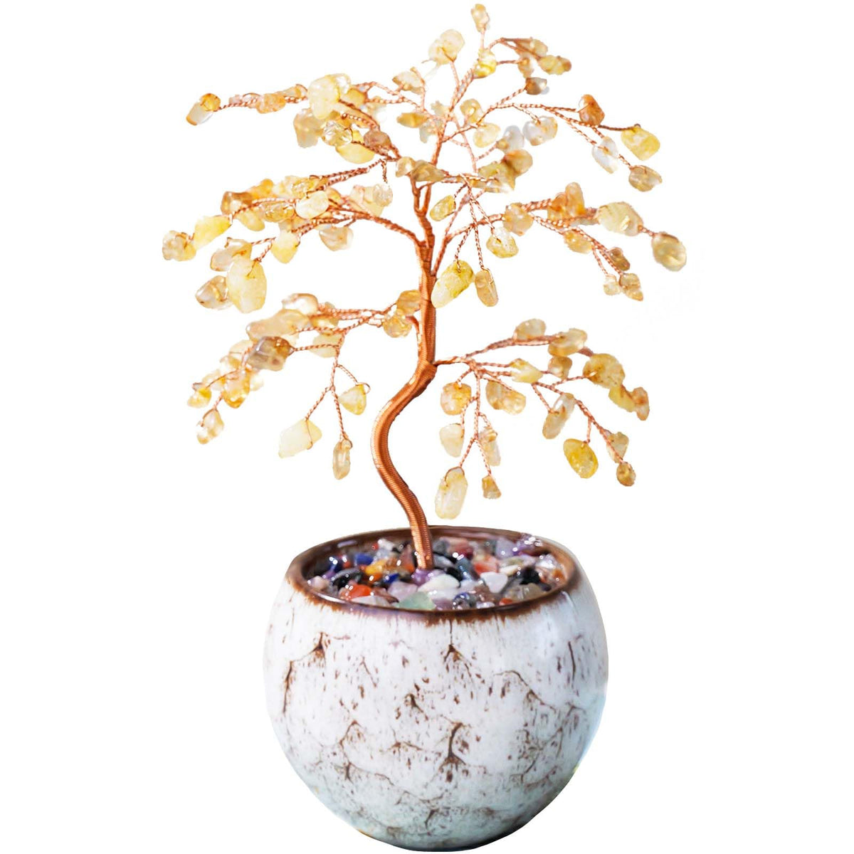 Runyangshi Citrine Crystal Tree of Life - 8" Large Natural Chakra Healing Crystal Tree, Bringing Money, Good Luck, Positive Energy for Home Decor, Feng Shui Gifts, Office Desk Ornament