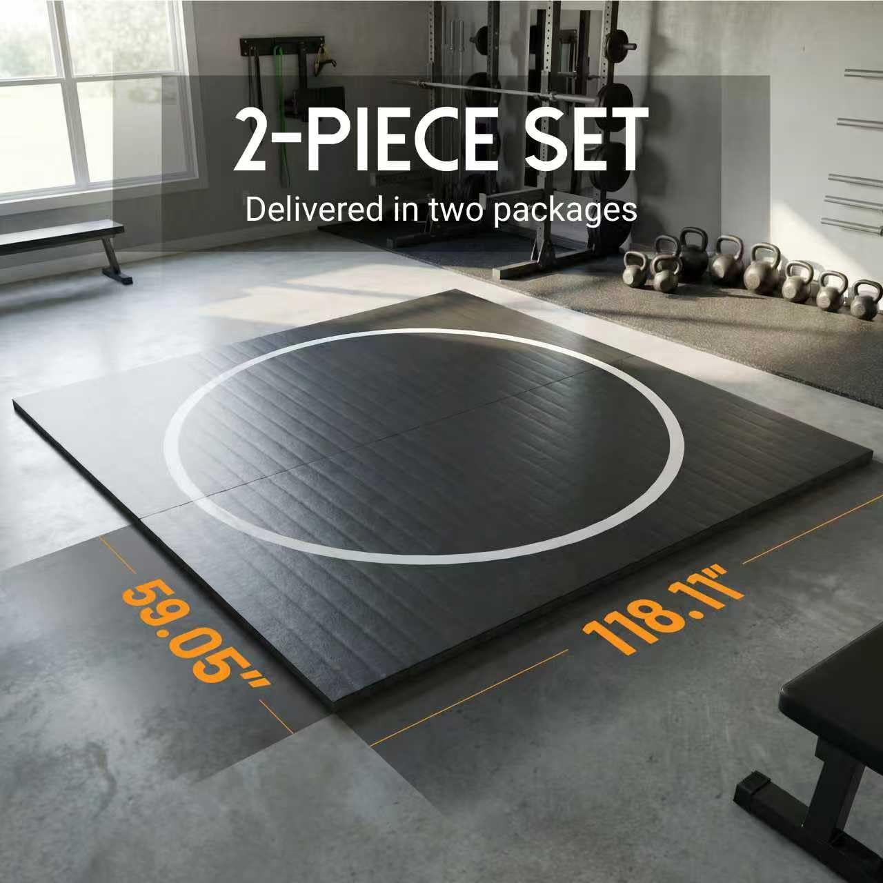 EFFICRAFT 10'x10' Flexi-Roll Wrestling Mat, Martial Arts Thick Mat for Home Gym Exercise, PVC or Inflatable Training Mats with Circles,for Gymnastics, Tatami, Jiu Jitsu BJJ MMA Judo