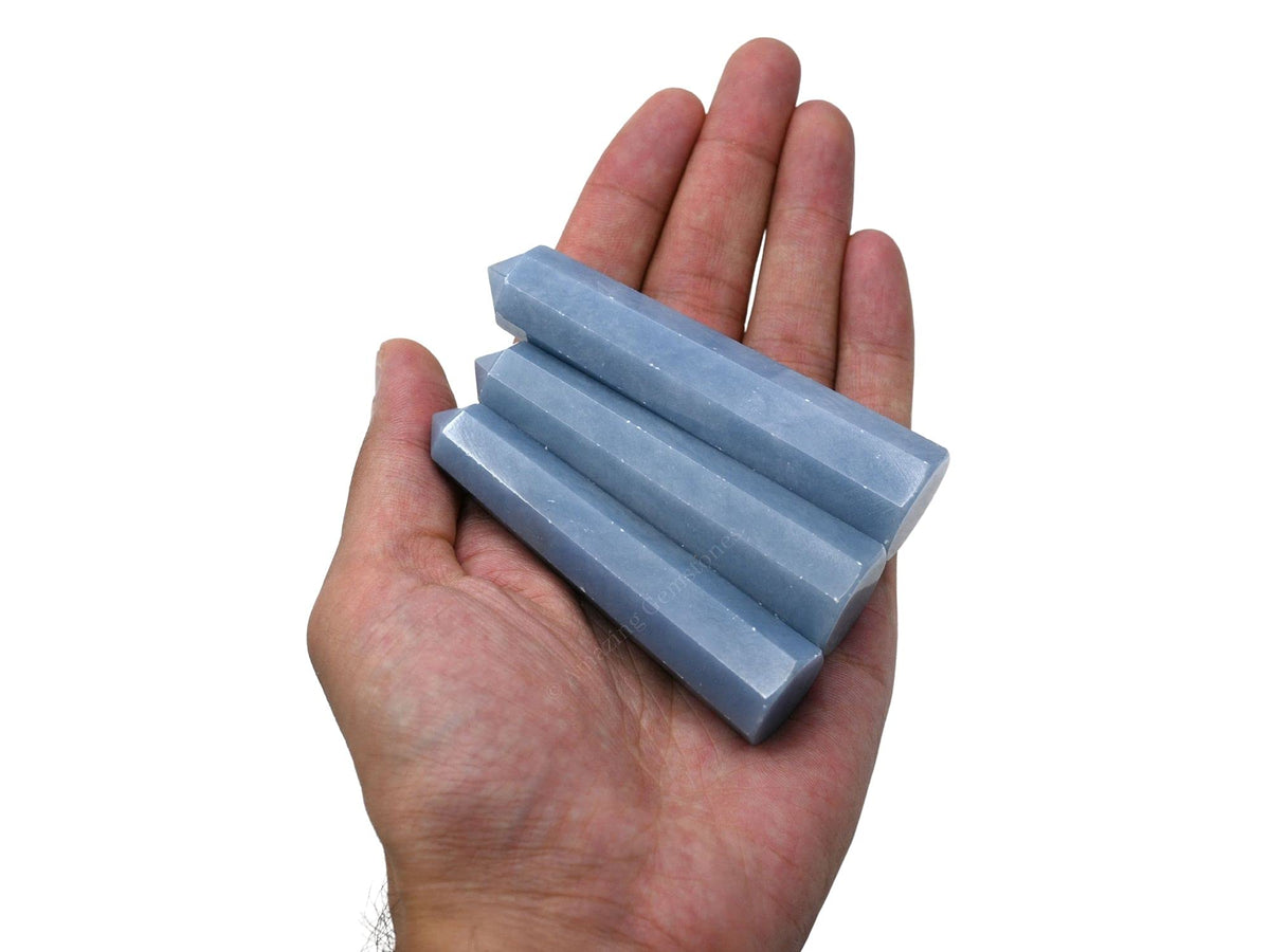 Amazing Gemstone Angelite Crystal Towers ~ Natural Healing Crystal Point Obelisk for Reiki Healing and Crystal Grid (3" to 4" INCH)