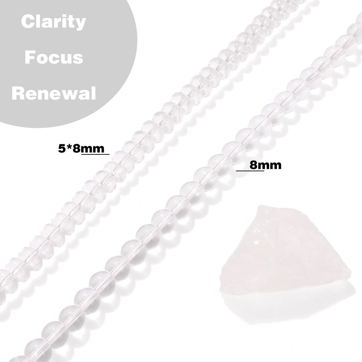 Raicegs 100pcs 8mm Clear Quartz Beads Natural Gemstone Beads Round Loose Beads for Jewelry Making DIY Bracelets Necklace