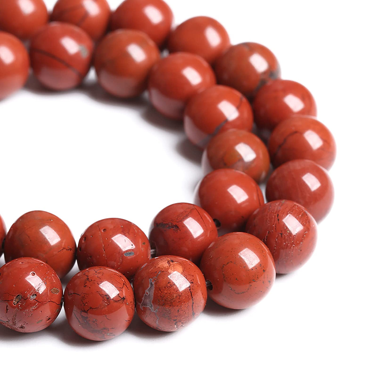 8MM 45PCS Natural Stone Chinese Red Jaspers Spacer Beads for Jewelry Making DIY Bracelet