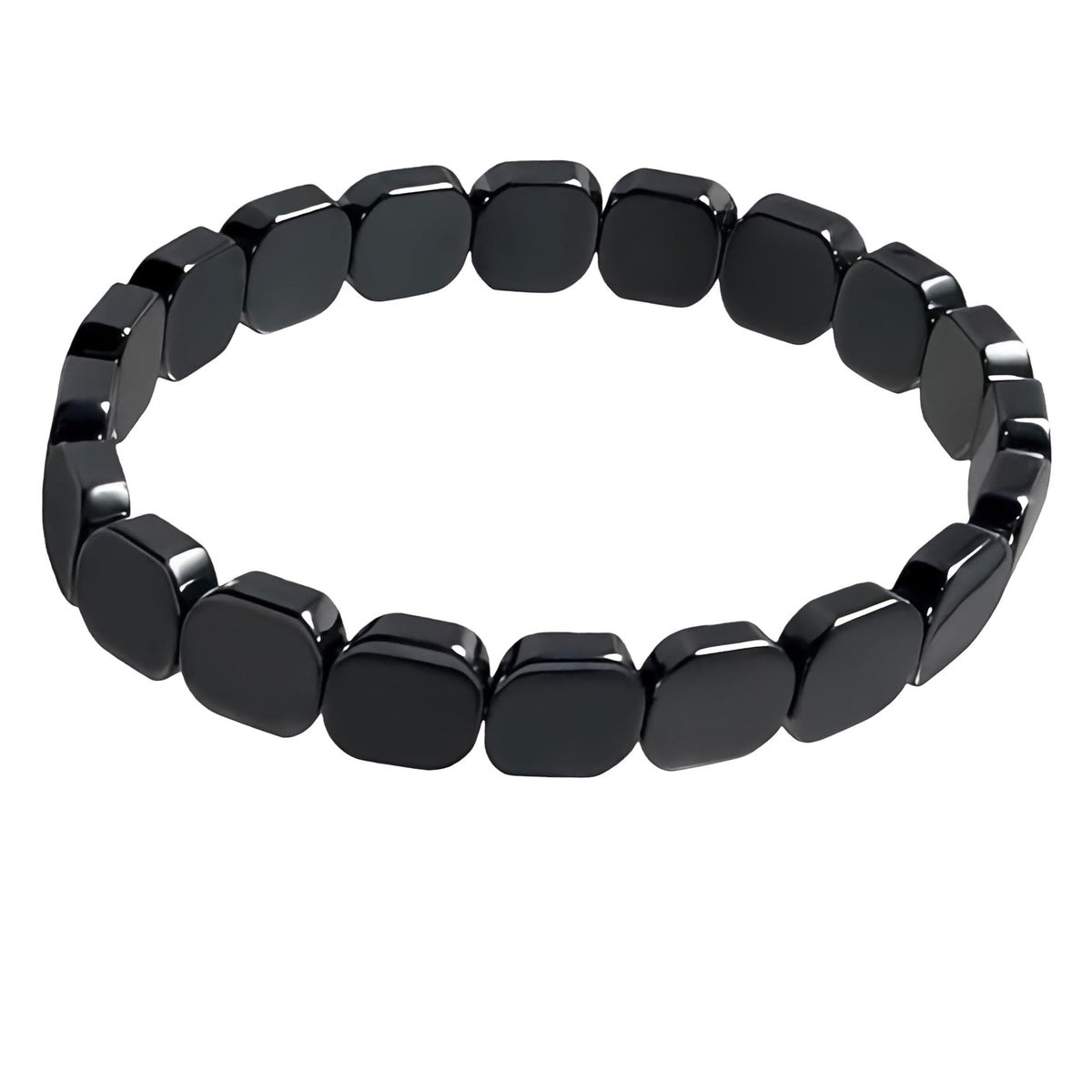 JUNHAOLIU Hematite Bracelet for Men Natural Stone Energy Beaded Stretch Bracelet Healing Crystal Jewelry Gift for Him Boyfriend Husband (Hematite Bracelet A+)