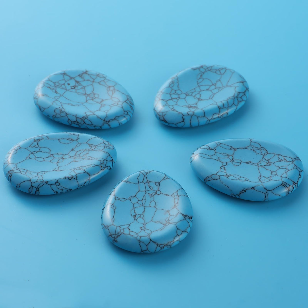 Artistone Turquoise Crystal Chakra Thumb Worry Stone Teardrop Reiki Healing Stone Pocket Palm Stones for Anxiety Stress Relief Meditation