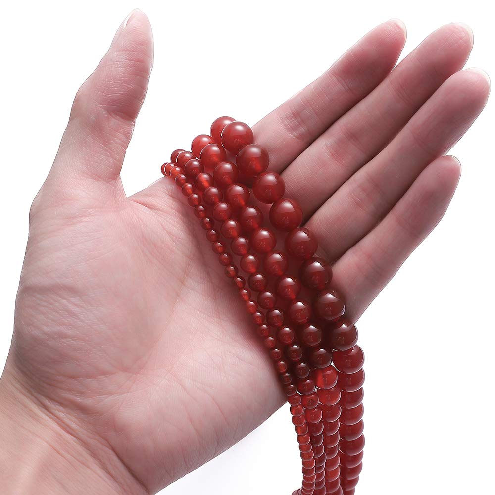 BEADIA Natural Red Agate Stone Round Loose Semi Gemstone Beads for Jewelry Making 4MM 89PCS