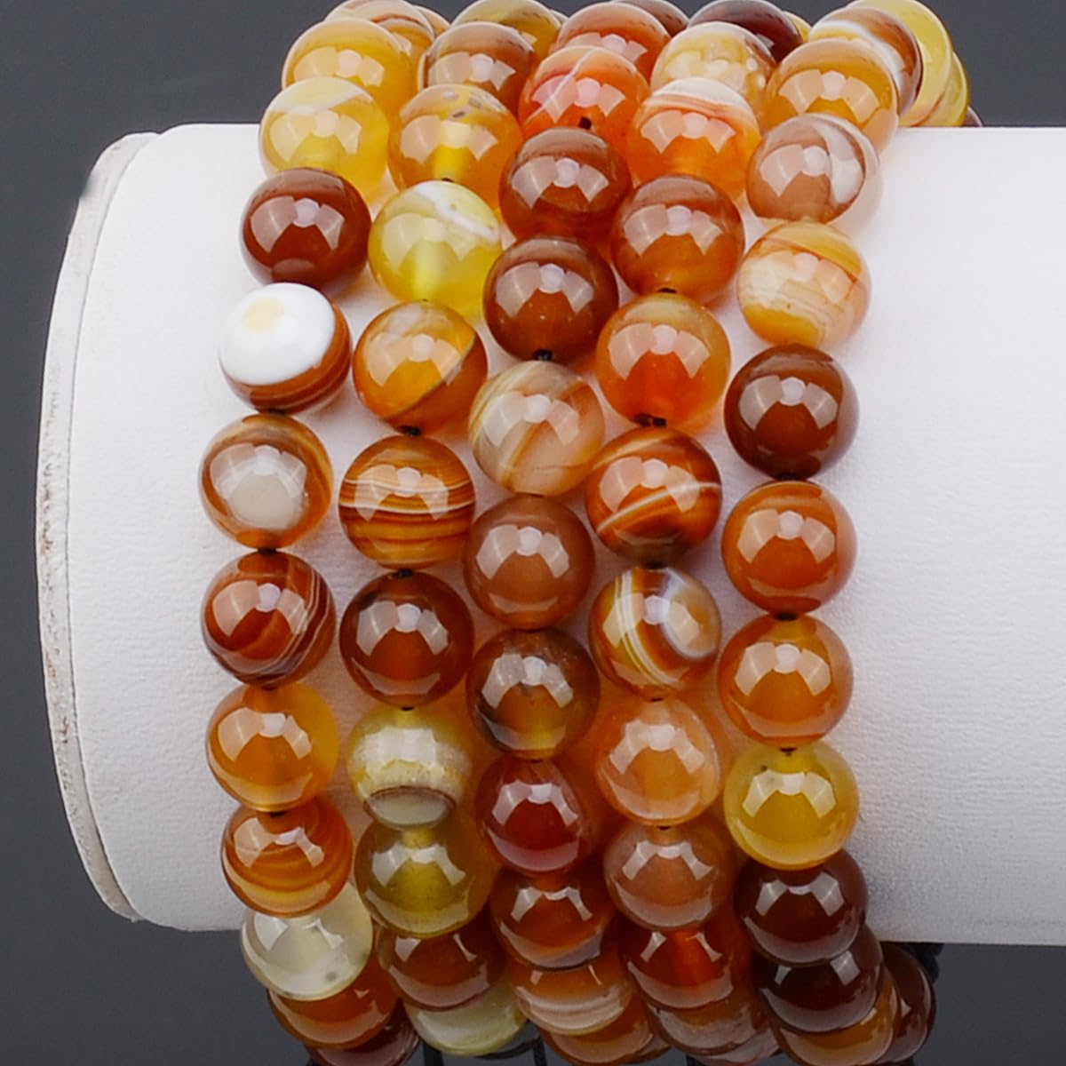 MASSIVE BEADS Amber Agate 6mm Braided Macrame Bracelet Healing (Amber Agate, 6mm)
