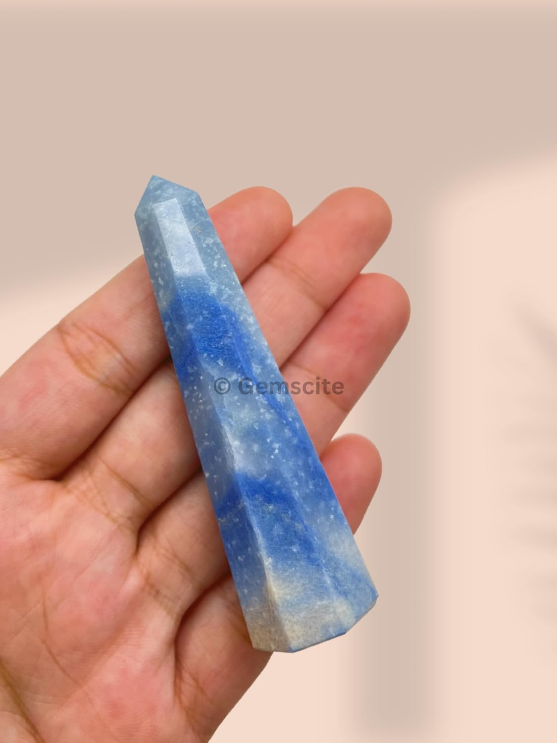 WholesaleGemShop 3 Inch (70 mm) Gemstones Dumortierite Obelisk Tower Jumbo Facet Aura Rock Crystal Natural Polished Earth Wand Spirit