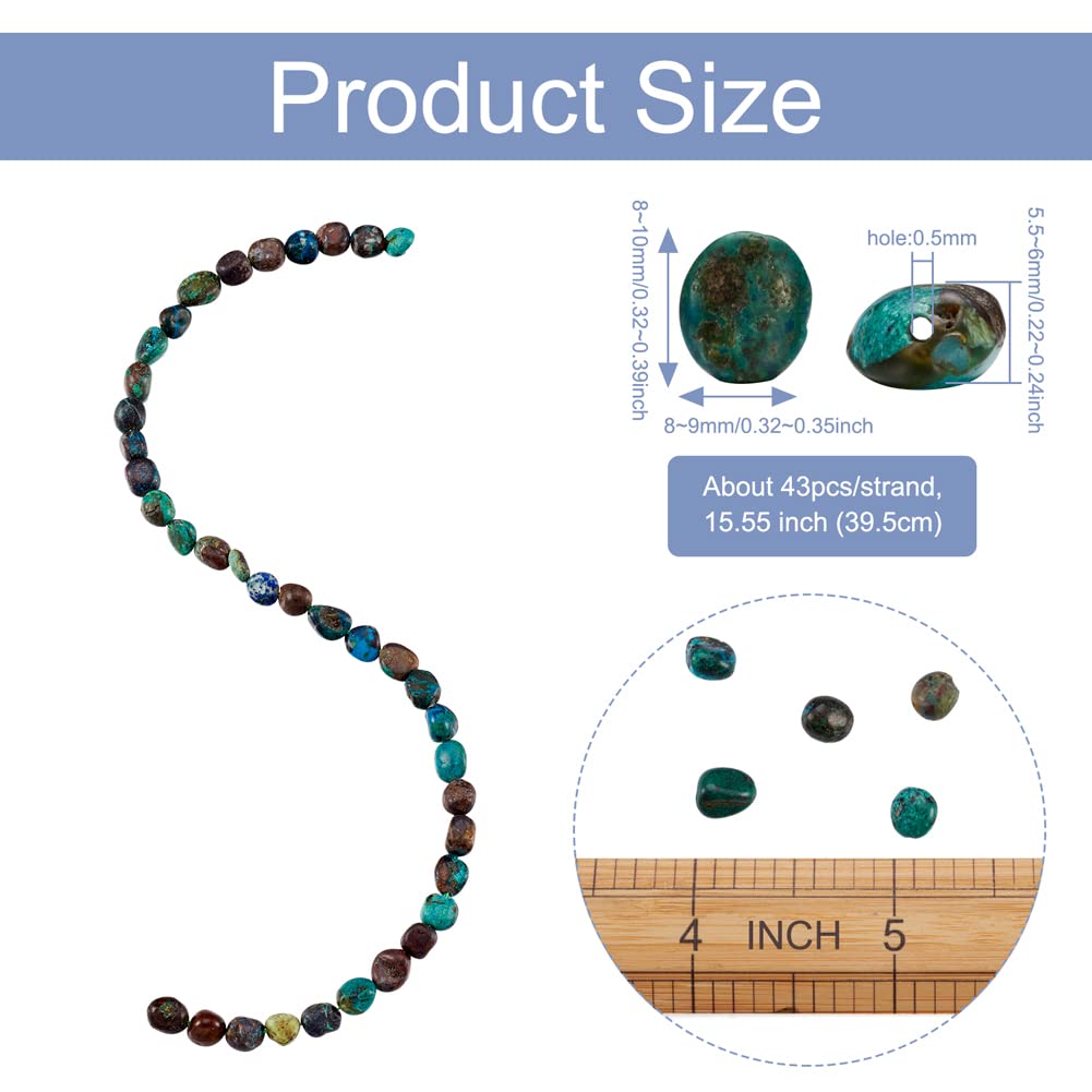 Fashewelry 41Pcs Irregular Natural Chrysocolla Beads Nugget Tumbled Chakra Gemstone Beads Crystal Healing Drilled Loose Beads 8-10x8-9mm for Earring Bracelet Necklace Jewelry Making