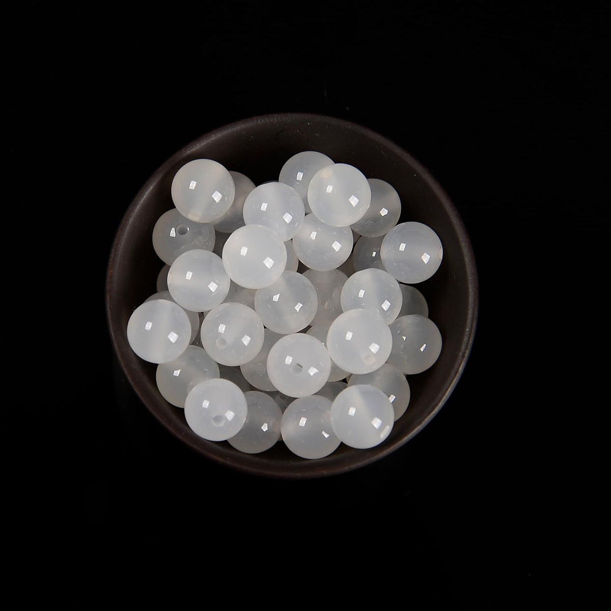 48Pcs 8mm White Agate Natural Faceted Round Loose Real Stone Beads Gemstone Genuine for DIY Hand Made Craft Jewelry Bracelet Earring Necklace String Making Energy Healing Power