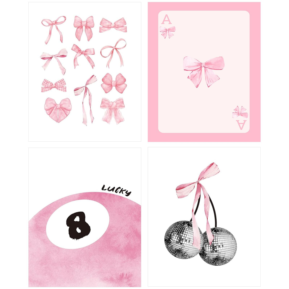 Yeaqee 4 Pcs Diamond Art Kits DIY Painting for Adult Aesthetic Wall Diamond Crafts Aesthetic Room Decor Cute Painting Pictures 5d Craft Wall Decor for Home 10 x 11.8''(Coquette)