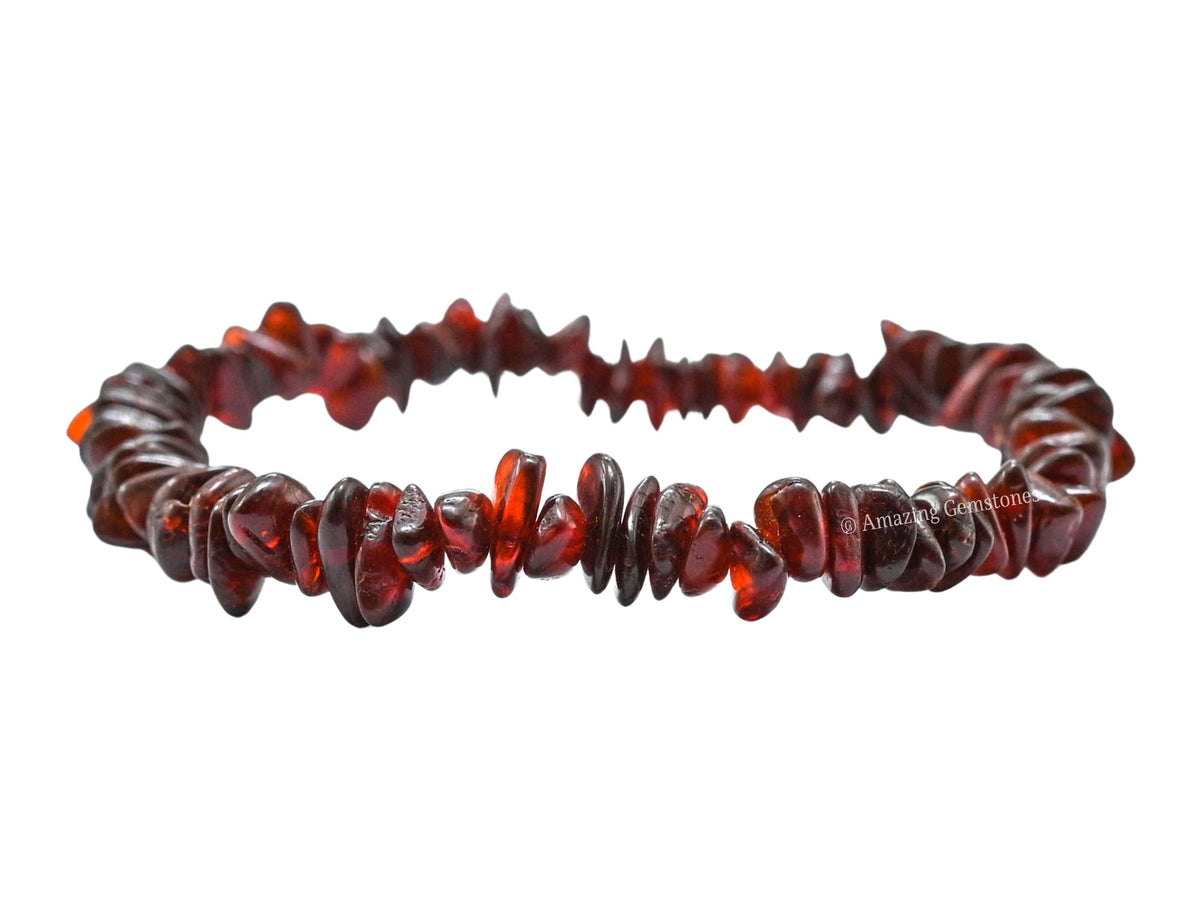 Amazing Gemstone Unpolished Amber Bracelet for Women Men's Gifts - Protection Healing Crystal Chips Bracelet - Gemstone Amber Adjustable Bracelet