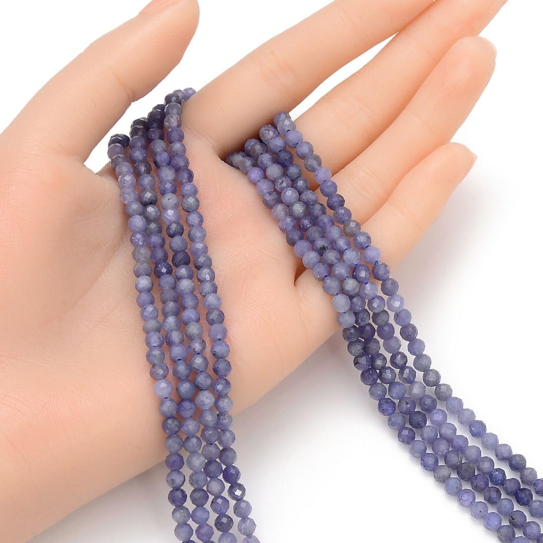 Adabele 30 Inch Natural Purple Tanzanite Healing Gemstone 4mm (0.16 Inch) Tiny Small Faceted Round Loose Beads Stone Spacer (170-190pcs) for Craft Jewelry Making GK4-26