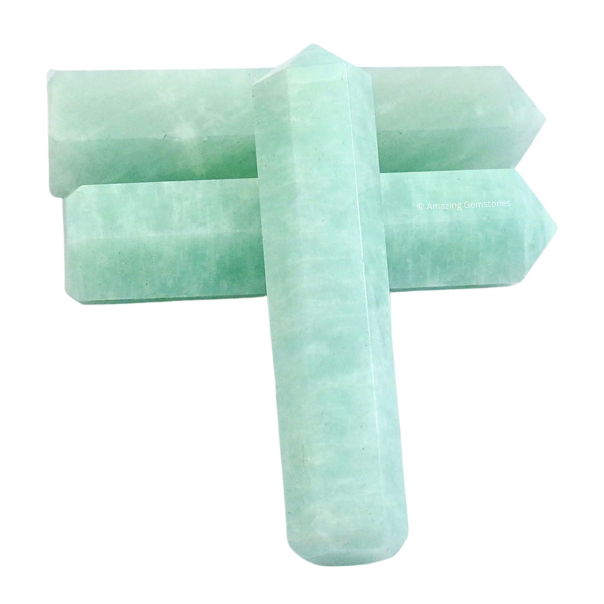 Amazing Gemstone Amazonite Crystal Points Bulk Healing Crystals and Stones - Pack of 3 Single Terminated Healing Wand Point Bulk Crystals for Crafts, Crystal Grid, DIY Work - Premium Crystals