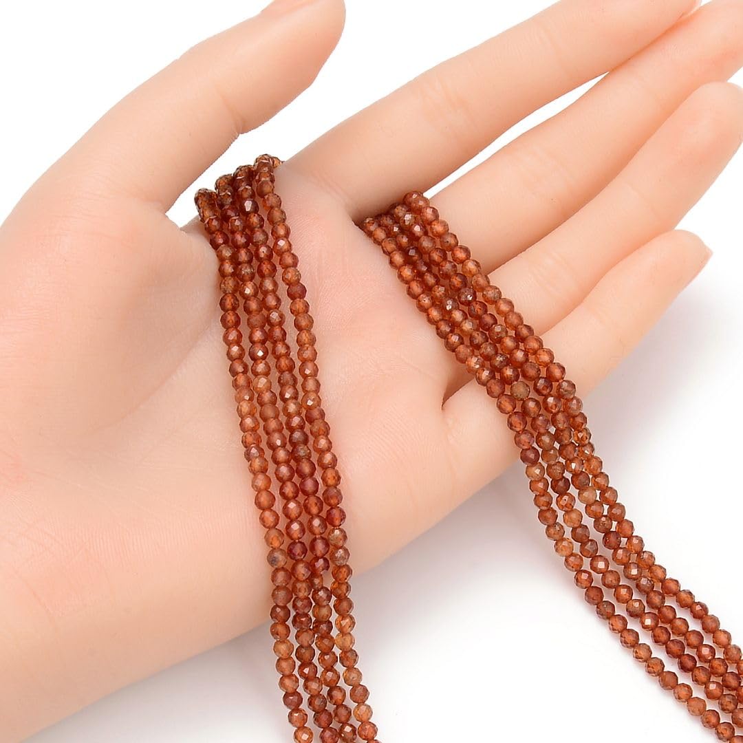 Adabele 15 Inch Natural Orange Spessartite Garnet Healing Gemstone 3mm (0.12 Inch) Tiny Small Faceted Round Loose Beads Stone Spacer (110-120pcs) for Craft Jewelry Making GK3-23
