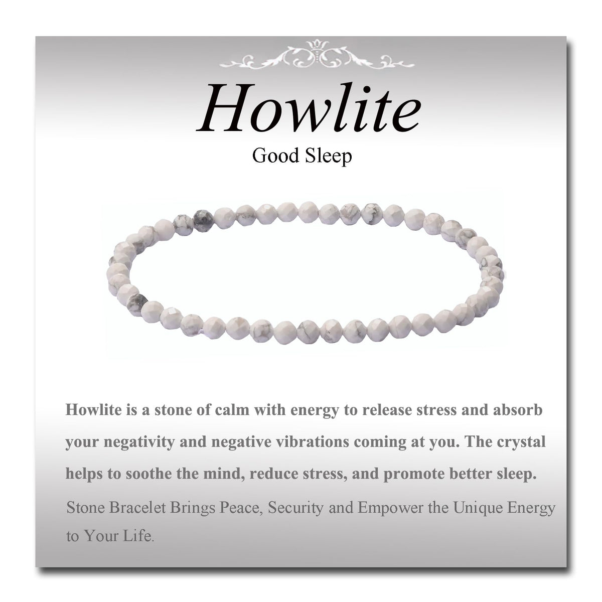 MASSIVE BEADS Natural Genuine Gemstone Beads Healing Crystal Chakra Reiki Jewelry Faceted Round Beads Bracelets (Howlite, 3mm)