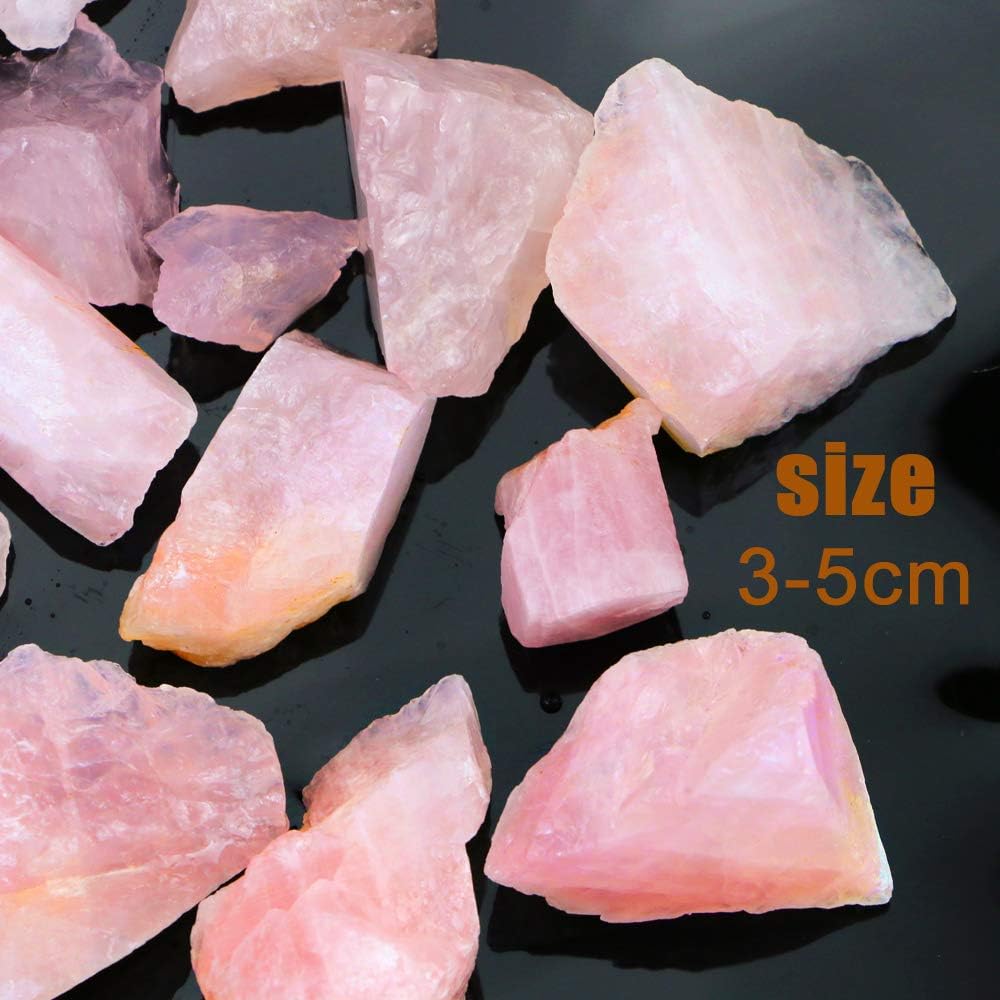 FIREBOOMOON 2lb/950g Rough Natural Rose Quartz Crystal Raw Stone Gemstone Crystal Rock for Cabbing,Tumbling,Cutting,Polishing,Lapidary,Wire Wrapping,Healing Reiki,Jewelry Making,Home Decoration(Pink)