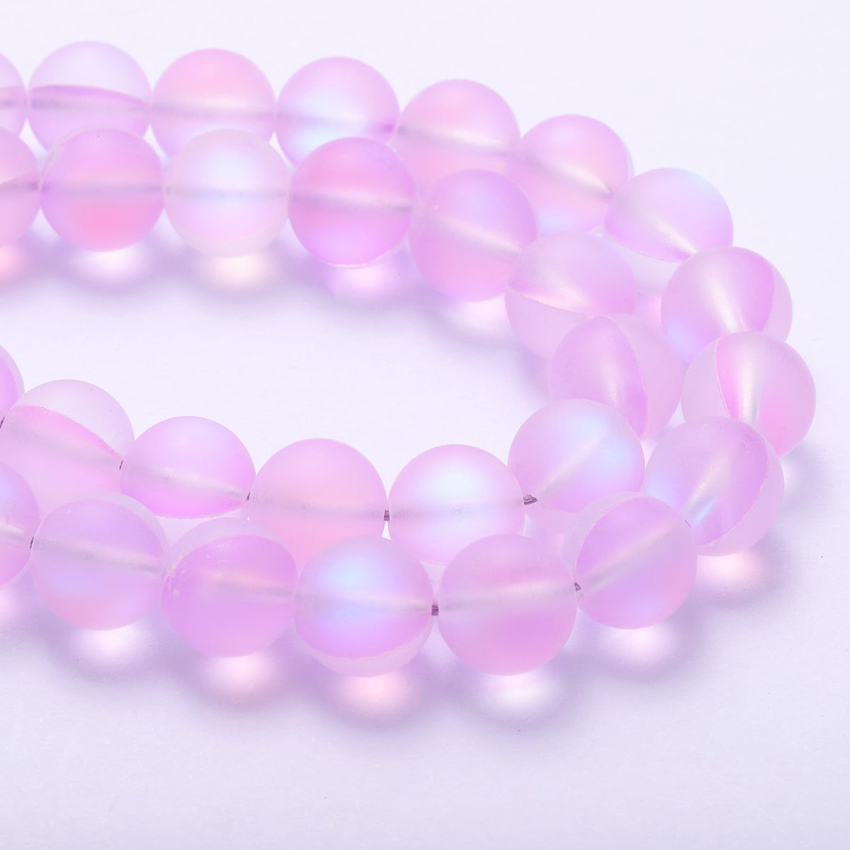 uxcell Matte Crystal Glass Beads 6mm Synthetic Frosted Shining Semi-Precious Round Loose Beads Synthetic Moonstone for Jewelry Making DIY Bracelet, Light Purple