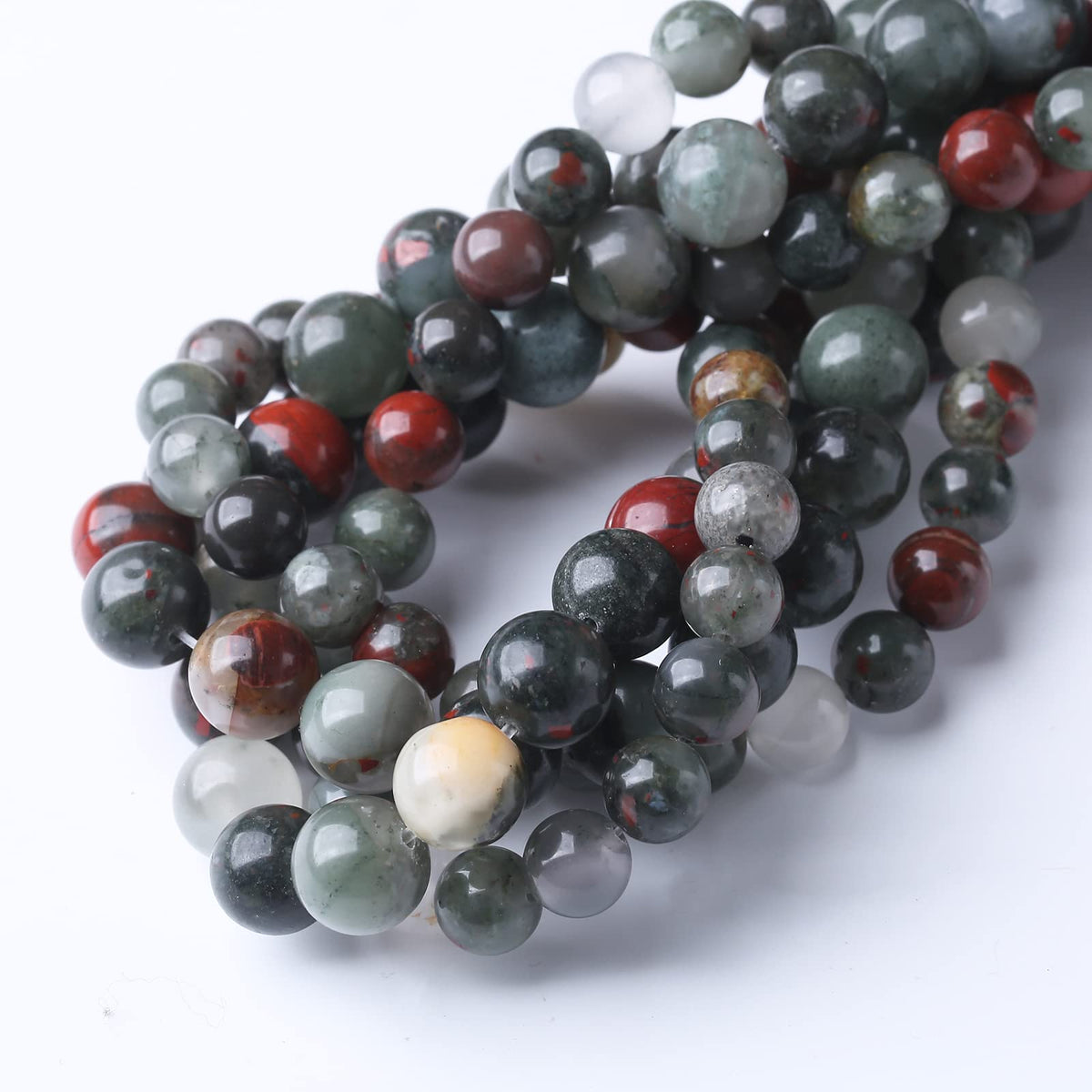 60PCS 6MM Natural African Bloodstone Stone Beads Energy Healing Beads for DIY Jewelry Bracelet Necklace Making for Jewelry Making15Inch