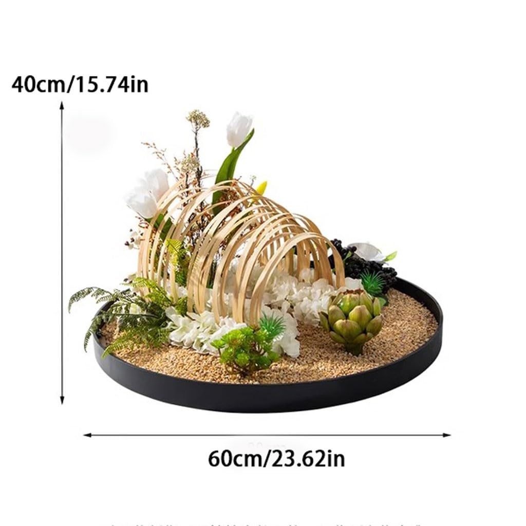 Large Round Table in The Middle of the Turntable Flower Hotel Restaurant Light Luxury Decorations Landscape Fake Plants(Medium)