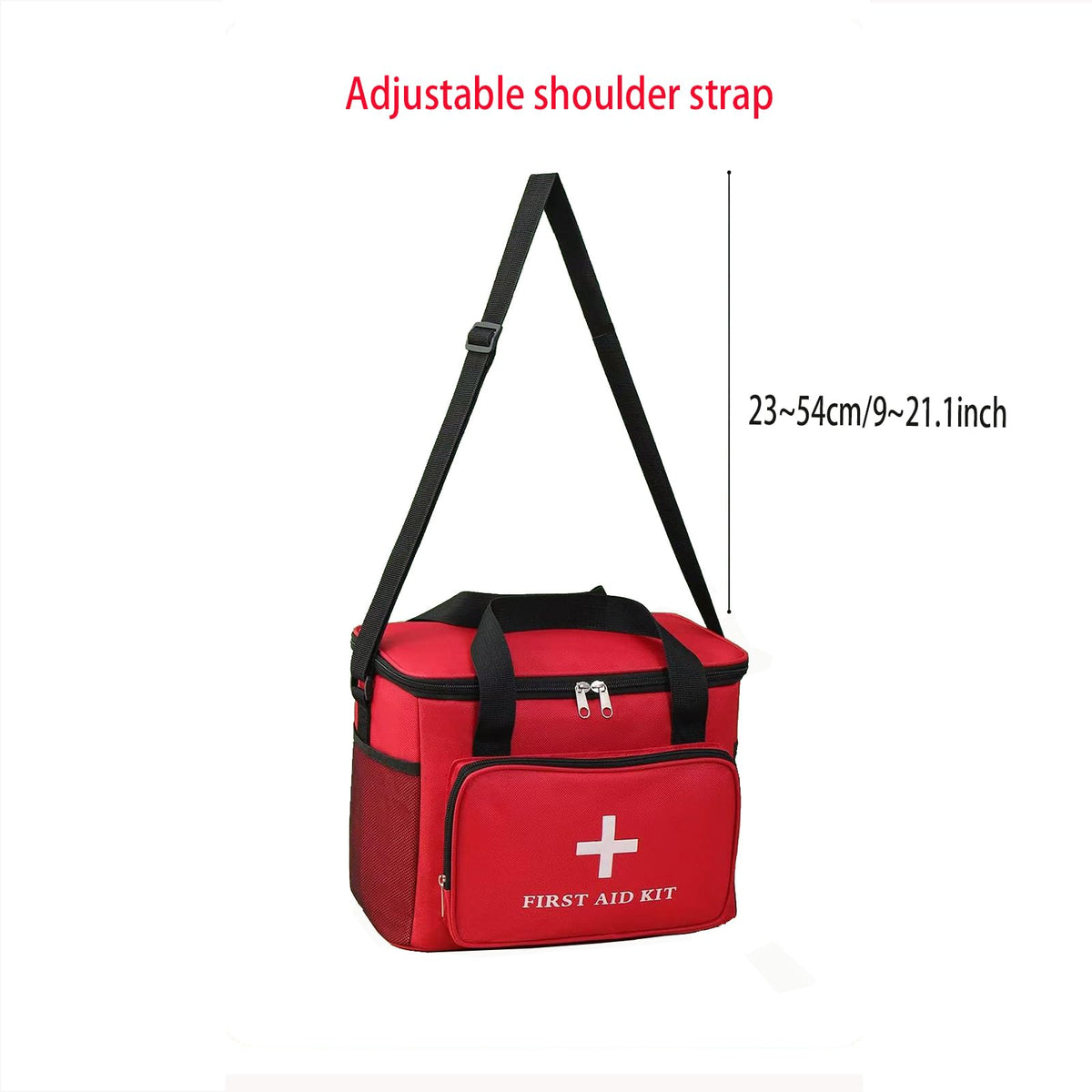 Syznoctil Emergency Medical Bag Organizer - Large Pill Bottle Storage with Detachable Pouch, Waterproof First Aid Kit Case for Travel & Home (Red, Large)