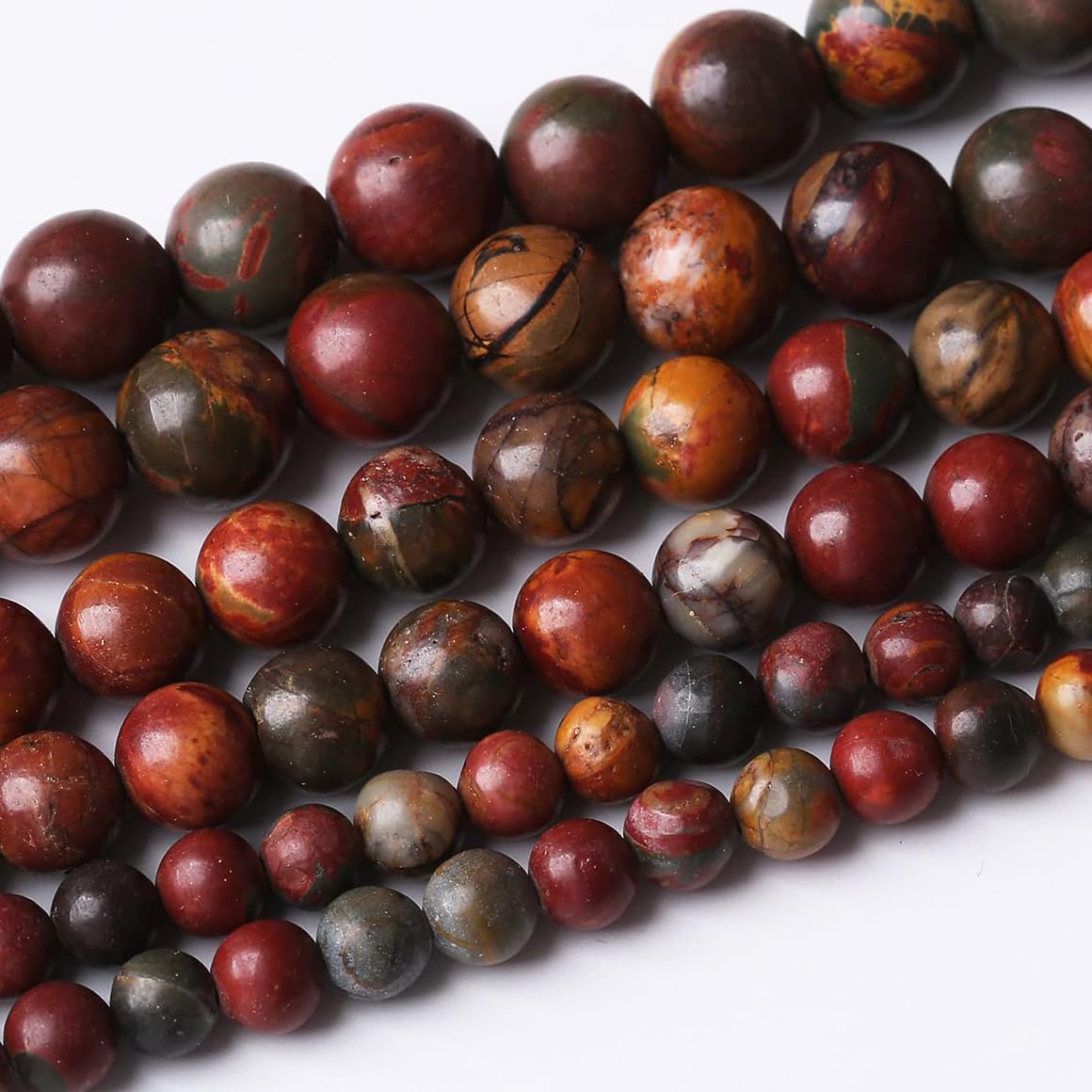 48PCS 8MM Natural Picasso Jasper Round Loose Stone Beads for Jewelry Making DIY Energy Stone Healing Power Bracelet 15"