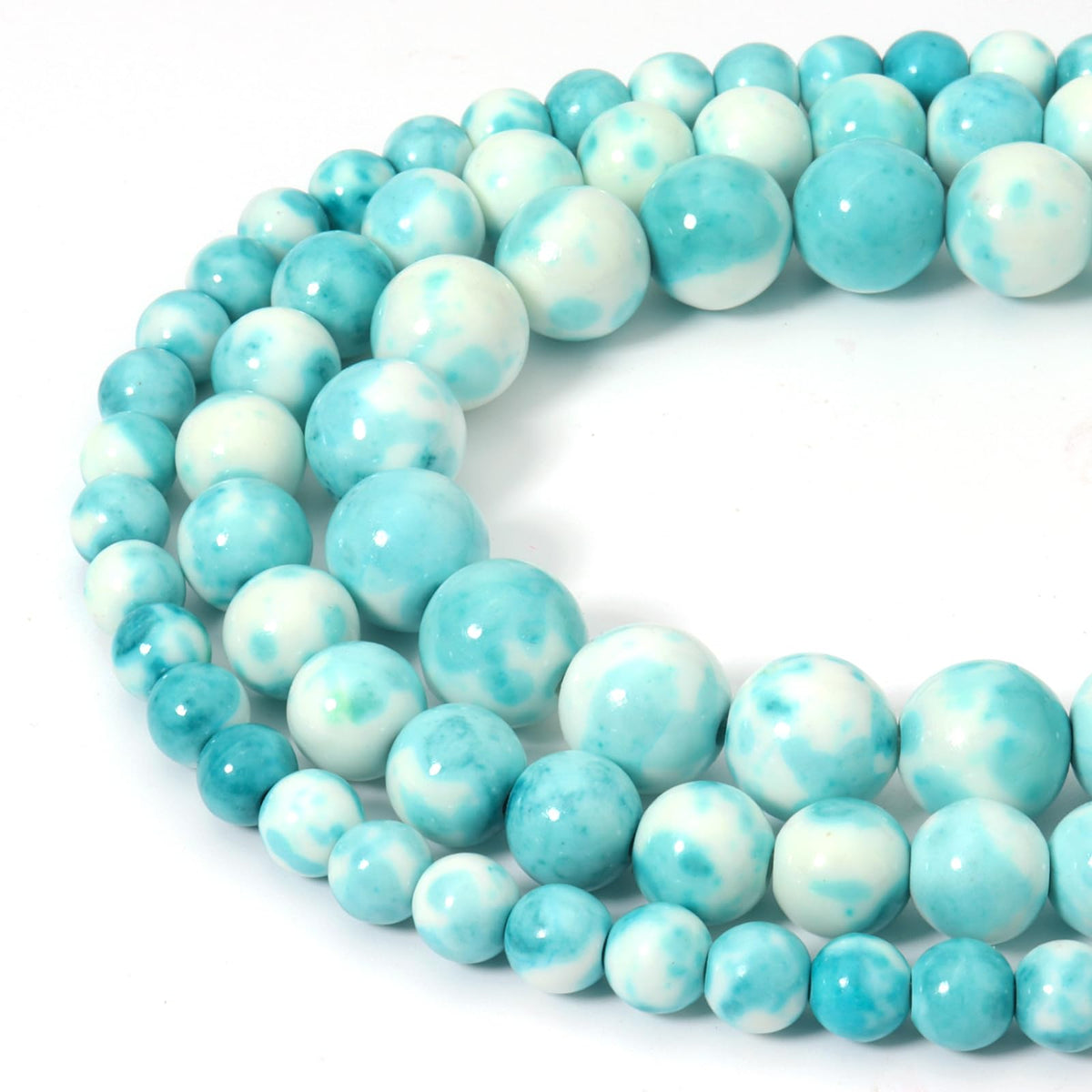 Siomia 45pcs 8mm Natural Blue Rain Flower Gemstone Beads Energy Healing Crystal Round Loose Stone Beads for Jewelry Making, DIY Bracelets Necklaces