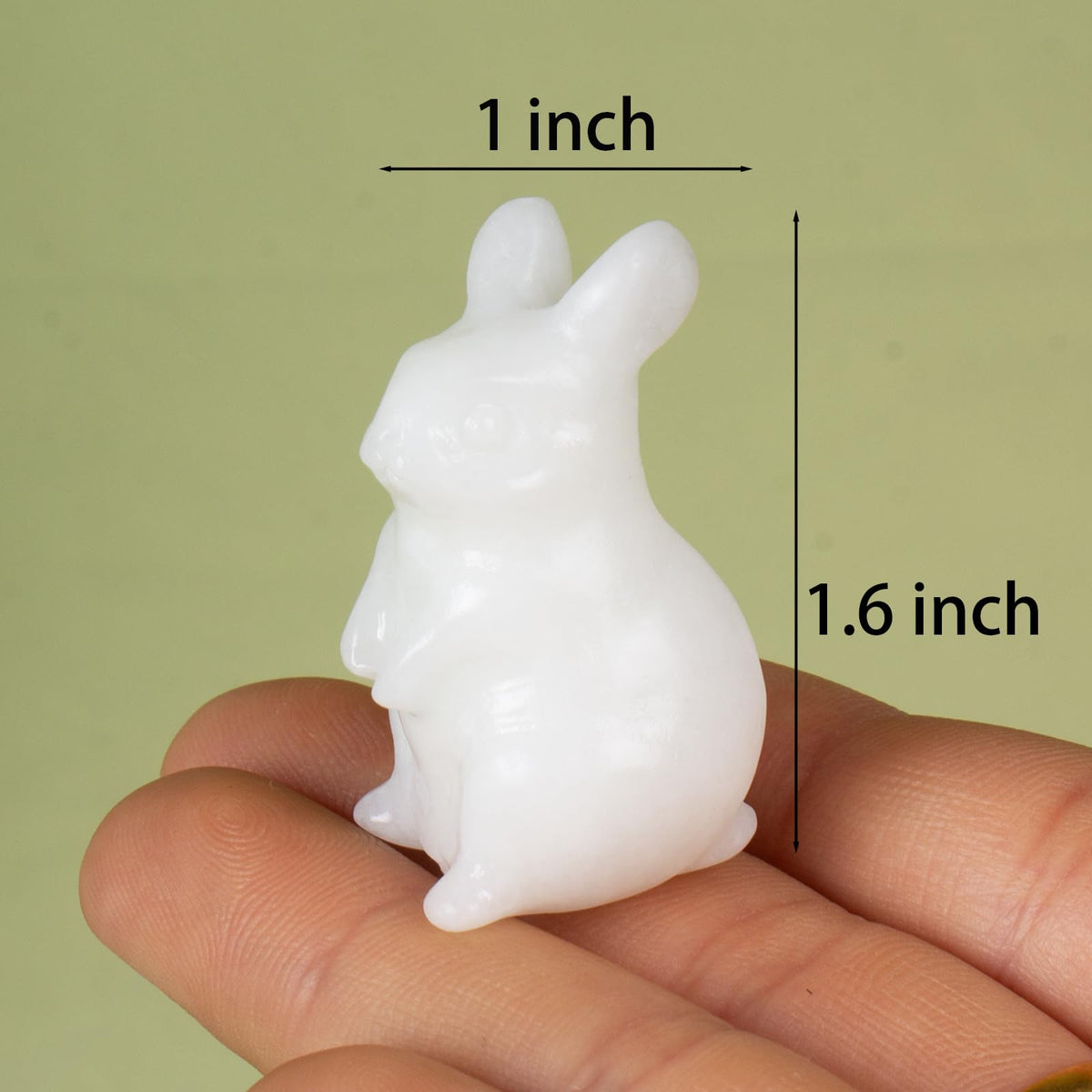 QLRSUXN White Jade Bunny Figurine,Hand-Carved Rabbit Statue for Home Decor,1.6" Healing Crystal Desk Ornament,Easter Gift for Women Men,Lucky Feng Shui Charm for Office,Cute Animal Spirit Totem