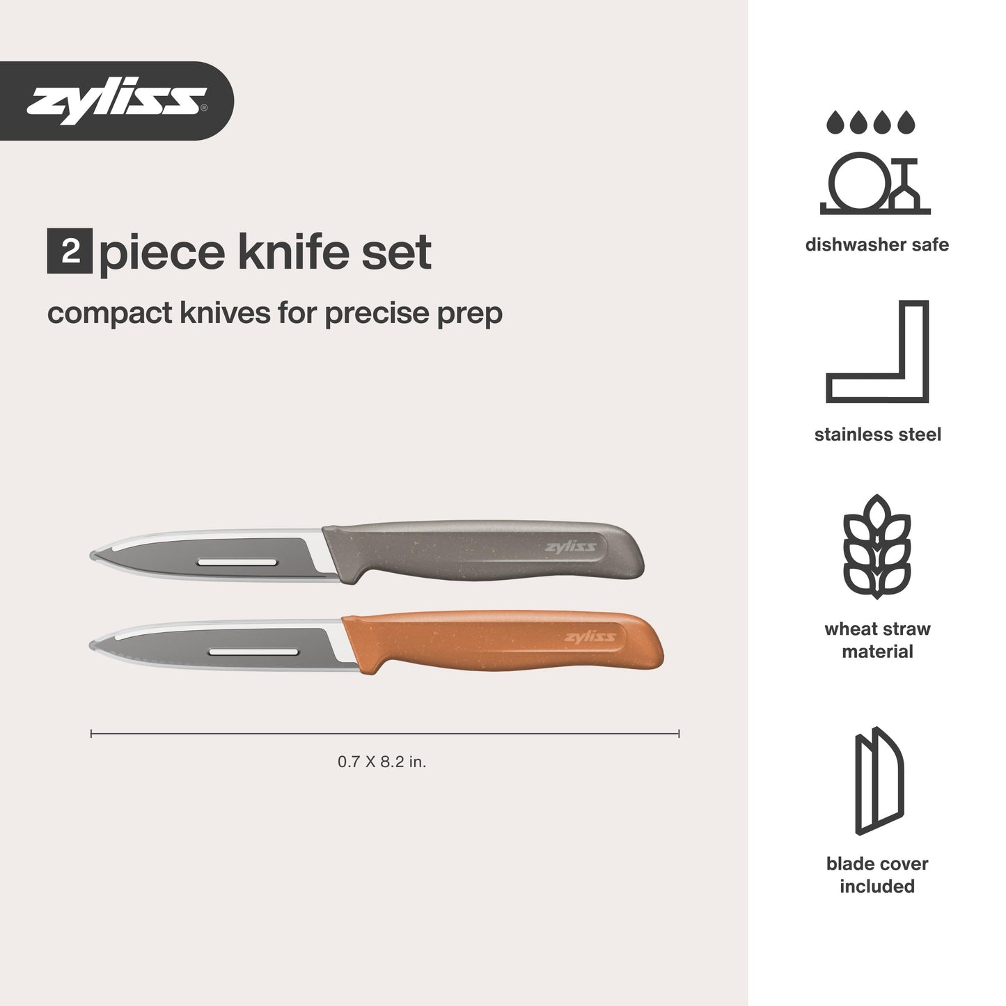 Zyliss 2-Piece Kitchen Knife Set - Stainless Steel Utility & Paring Knives - Soft Grip Handles & Sheath Covers - Durable & Sharp Cooking Blade for Everyday Use
