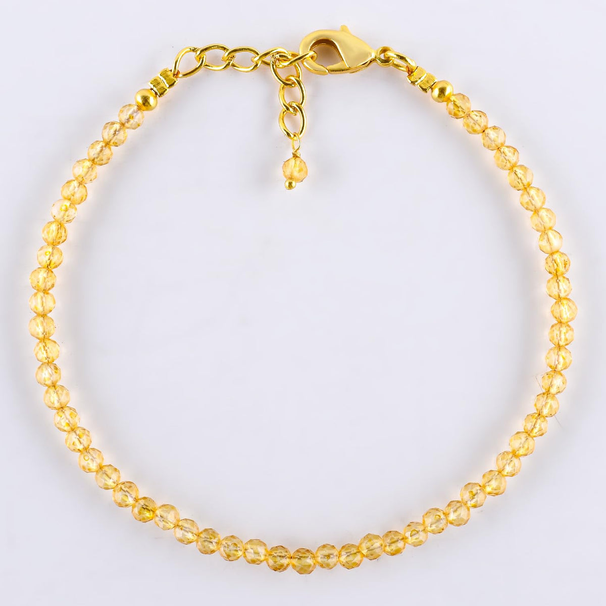 Natural Yellow Citrine Gemstone Micro Beads Dainty Bracelet Jewelry for Women, November Birthstone, Chakra Energy Crystals, 14k Gold Plated Chain 8 inch Adjustable