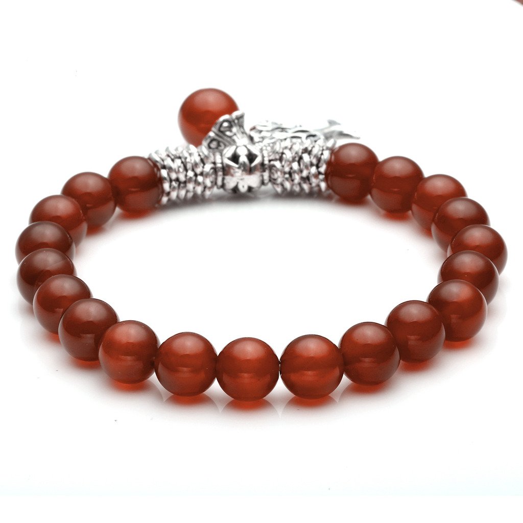 Jovivi 8MM Natural Red Agate Healing Point Tree Life Lucky Charm Stretch Bracelet