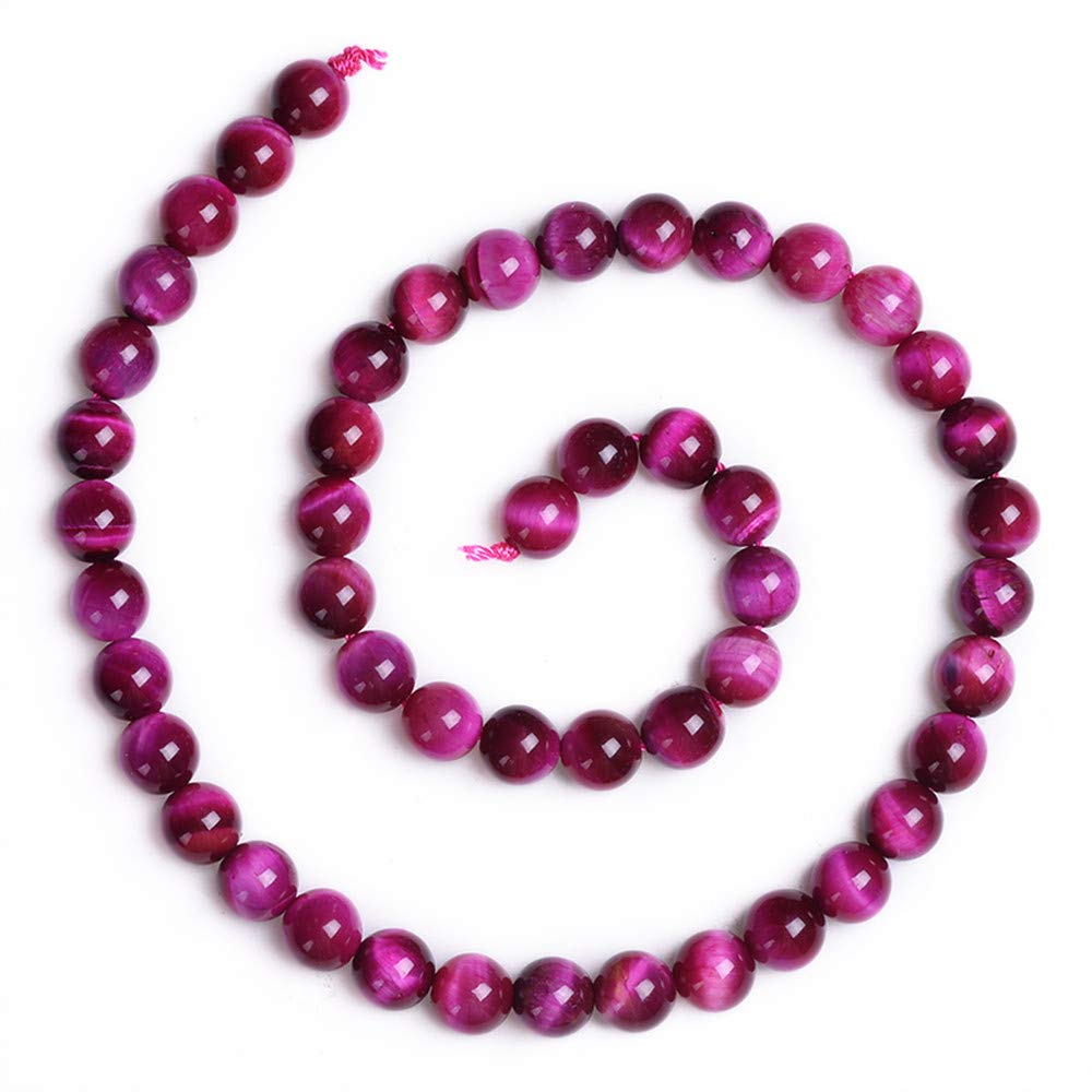 PLTbeads Natural Gemstone Loose Beads Smooth Round Approxi 15 inch DIY Bracelet Necklace for Jewelry Making (6mm, Pink Tiger Eye)