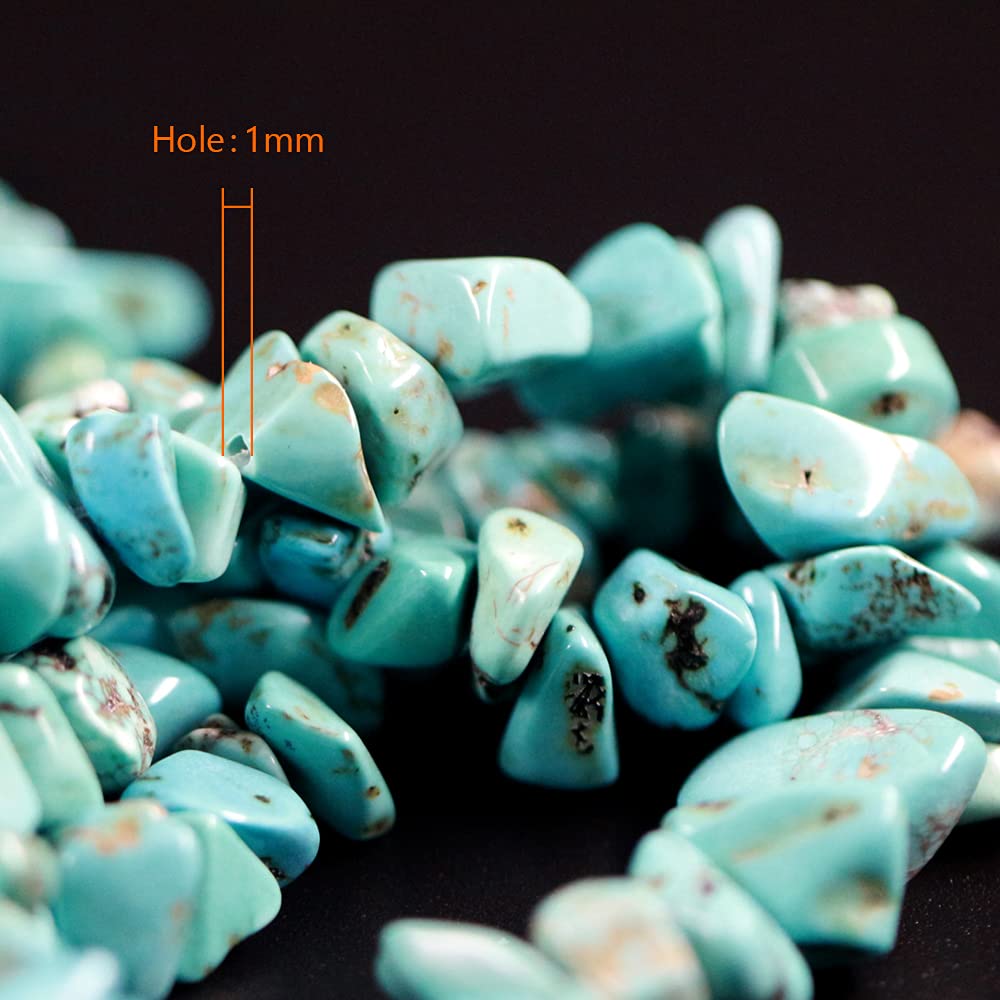 35 inches Chip Stone Loose Gemstones Beads Drilled Strand for Jewelry Making (Blue Turquoise)