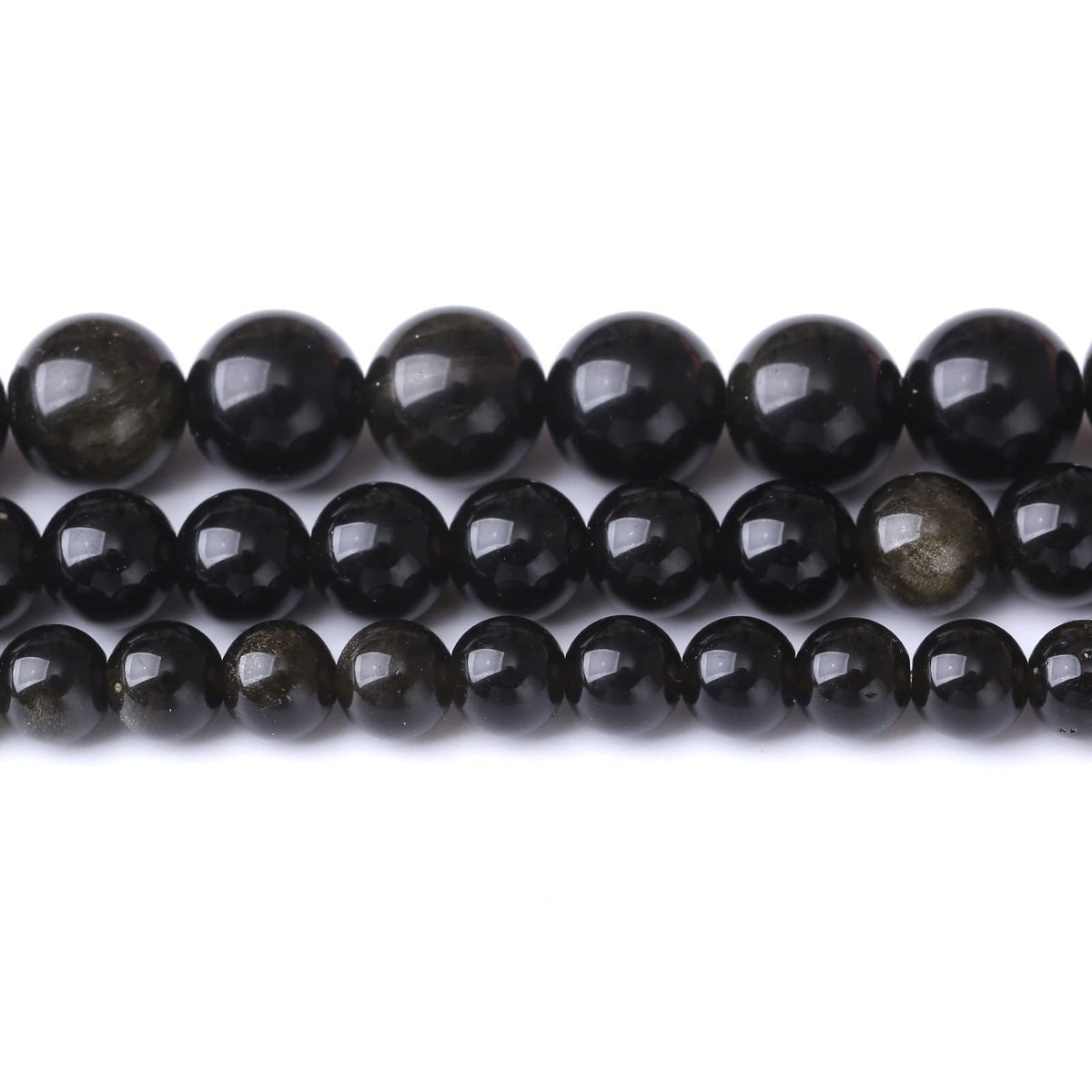 45PCS 8MM Natural Black Golden Obsidian Stone Beads Energy Healing Beads for DIY Jewelry Bracelet Necklace Making for Jewelry Making15Inch