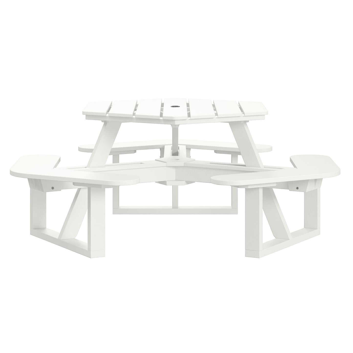 Shoreline Made in USA Hexagon Picnic Table, Seating for 6, Coconut White