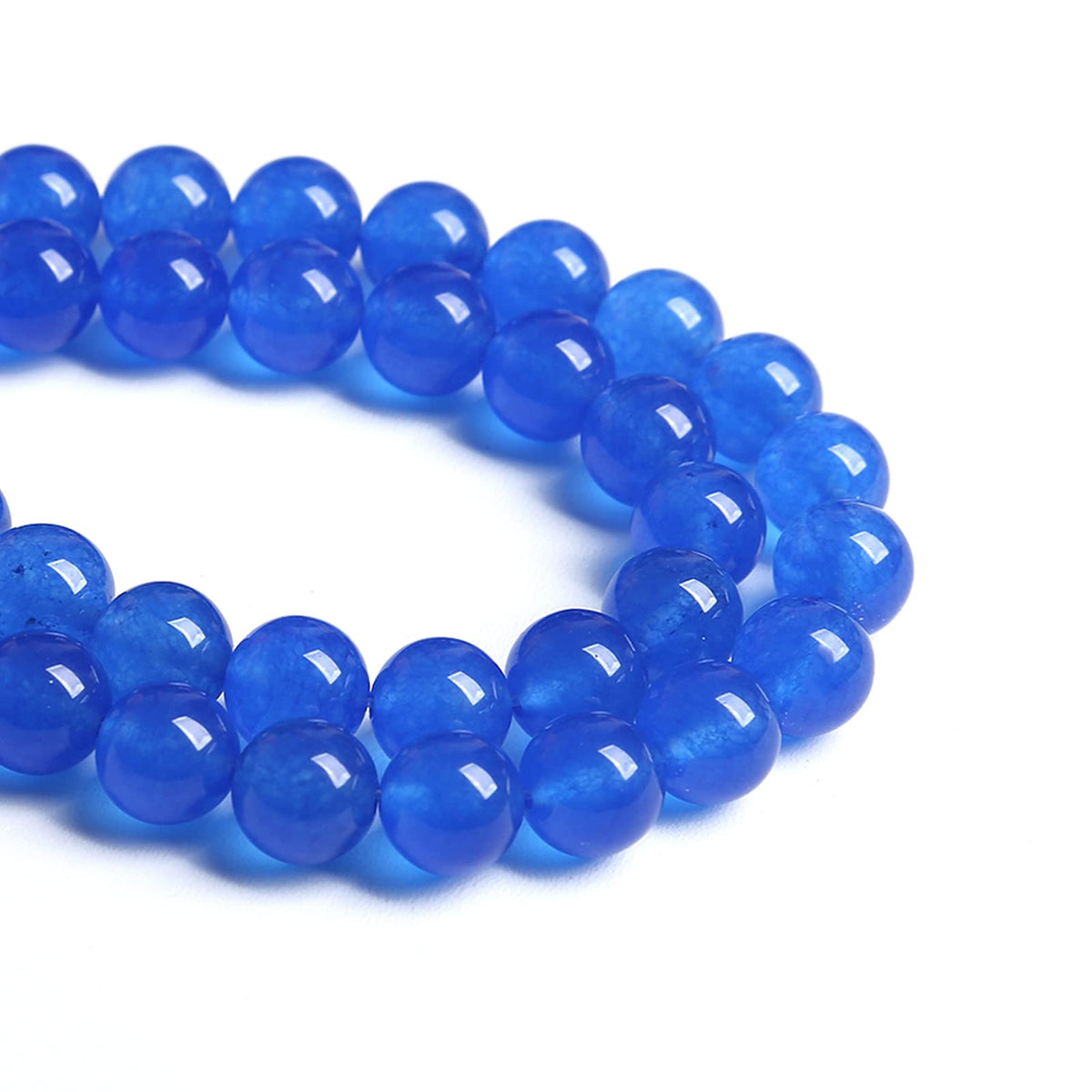 120PCS 6MM Deep Blue Chalcedony Natural Stone Loose Beads for Jewelry Making DIY Bracelet
