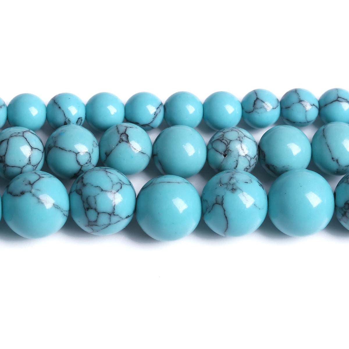 32PCS 12MM Blue Turquoise Round Loose Beads Natural Gemstone Beads for Jewelry Making DIY Bracelet Necklace 15"