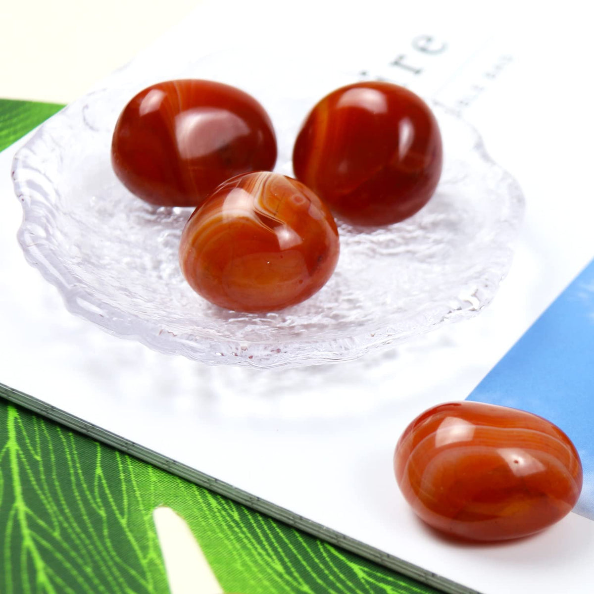 Namzi 10 Packs of Brazilian Tumbled Polished Natural Carnelian Crystal, Crystals and Healing Stones Quartz Bulk for Wicca, Reiki, Healing Energy, Chakra Stones, Witchcraft Supplies(0.5LB)