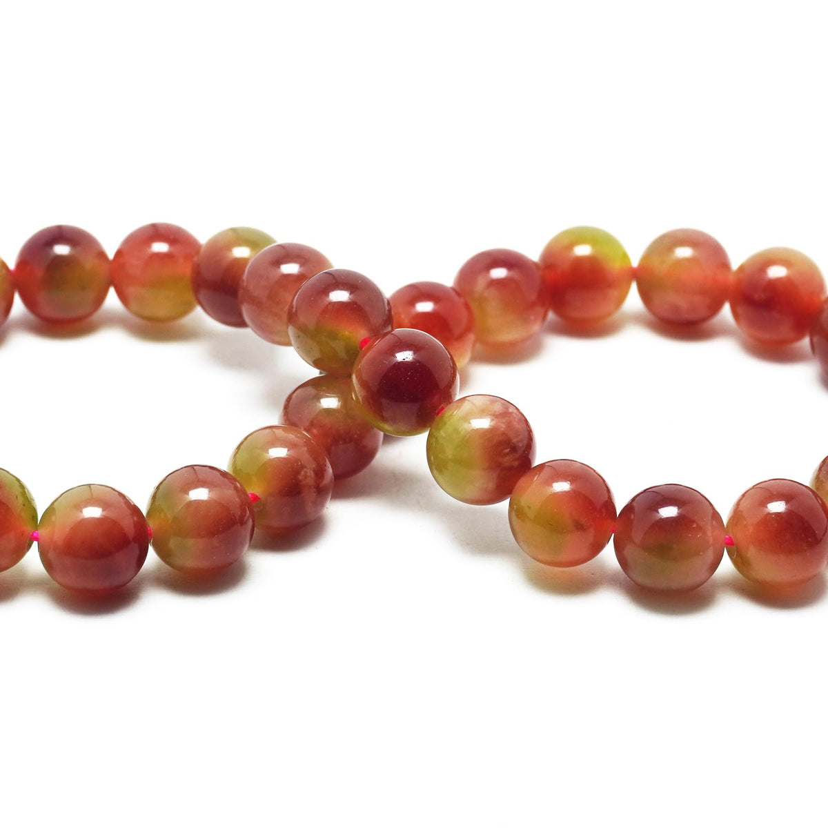 DIQIO Jade Stone Beads for Jewelry Making - 6mm Gemstone Round Loose Beads for Bracelets(58-60pcs, Watermelon Cloudy Jade)