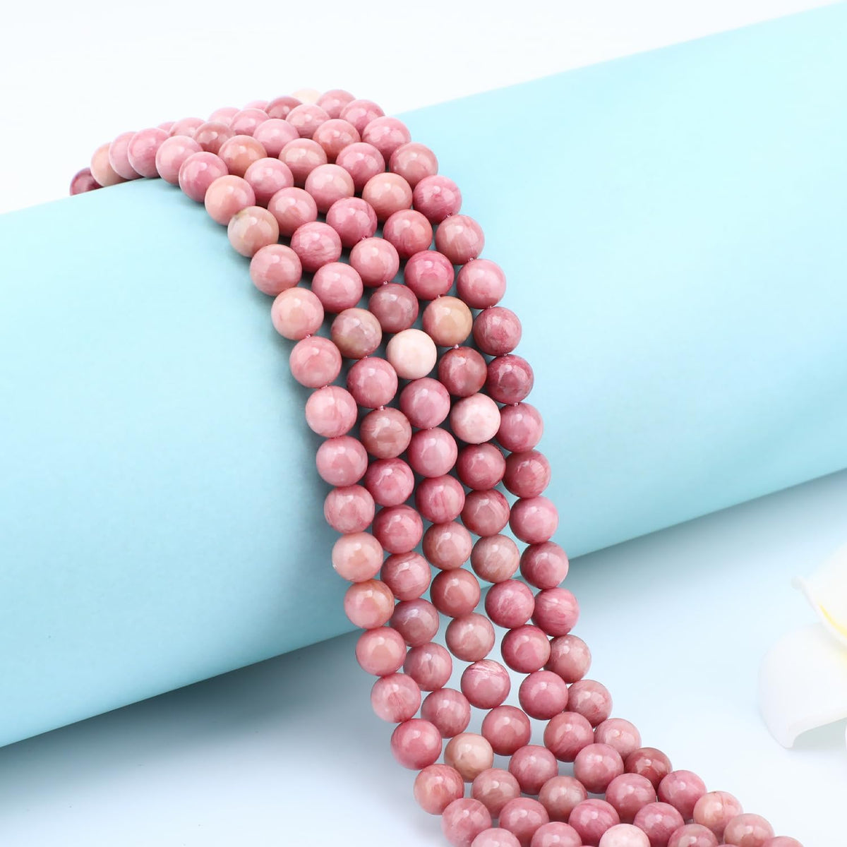 CMBYN Natural Stone Beads Round Genuine Real Stone Beading Strand Loose Gemstones DIY Smooth Bead for Bracelet Necklace Earrings Jewelry Making (Rhodochrosite, 6mm 60 Pieces)