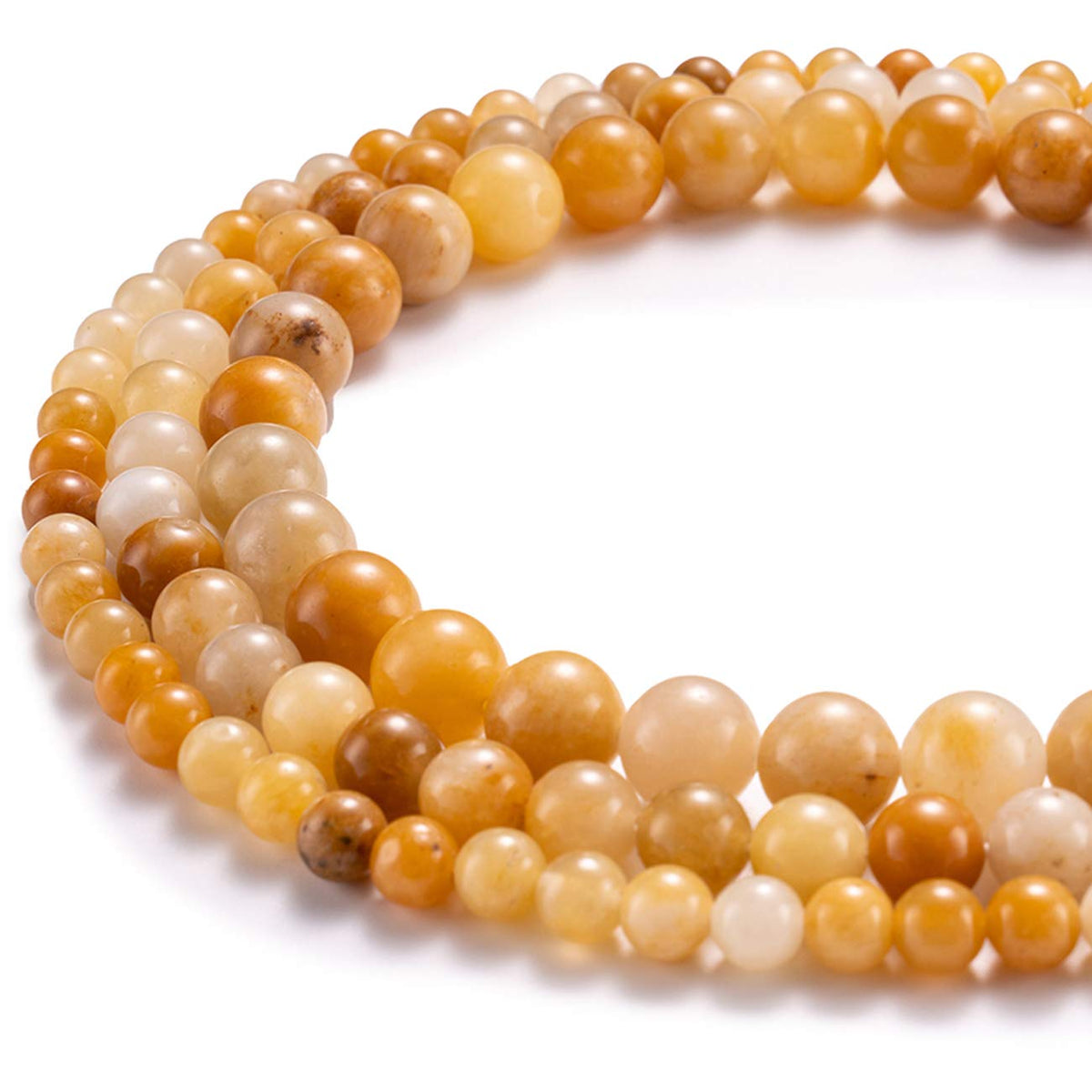 BEADIA Natural Yellow Jade Stone Round Loose Semi Gemstone Beads for Jewelry Making 10MM 38PCS