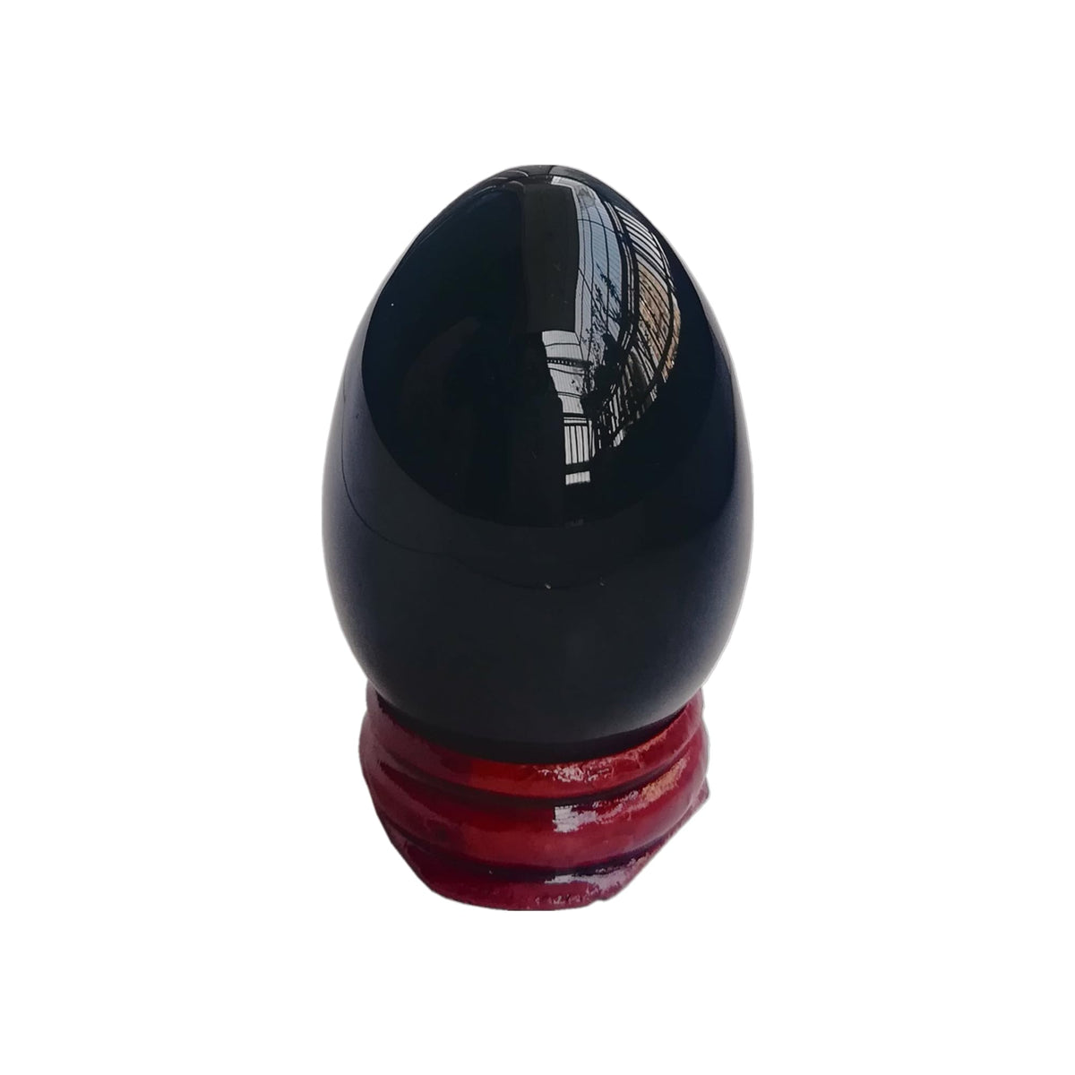 Sunshcat Natural Black Obsidian Egg Shaped Meditation Chakra and Home Decor Balance Crystals and Healing Stones Statue Set,35 * 50mm Easter and Thanksgiving Gift,with Wooden Bracket