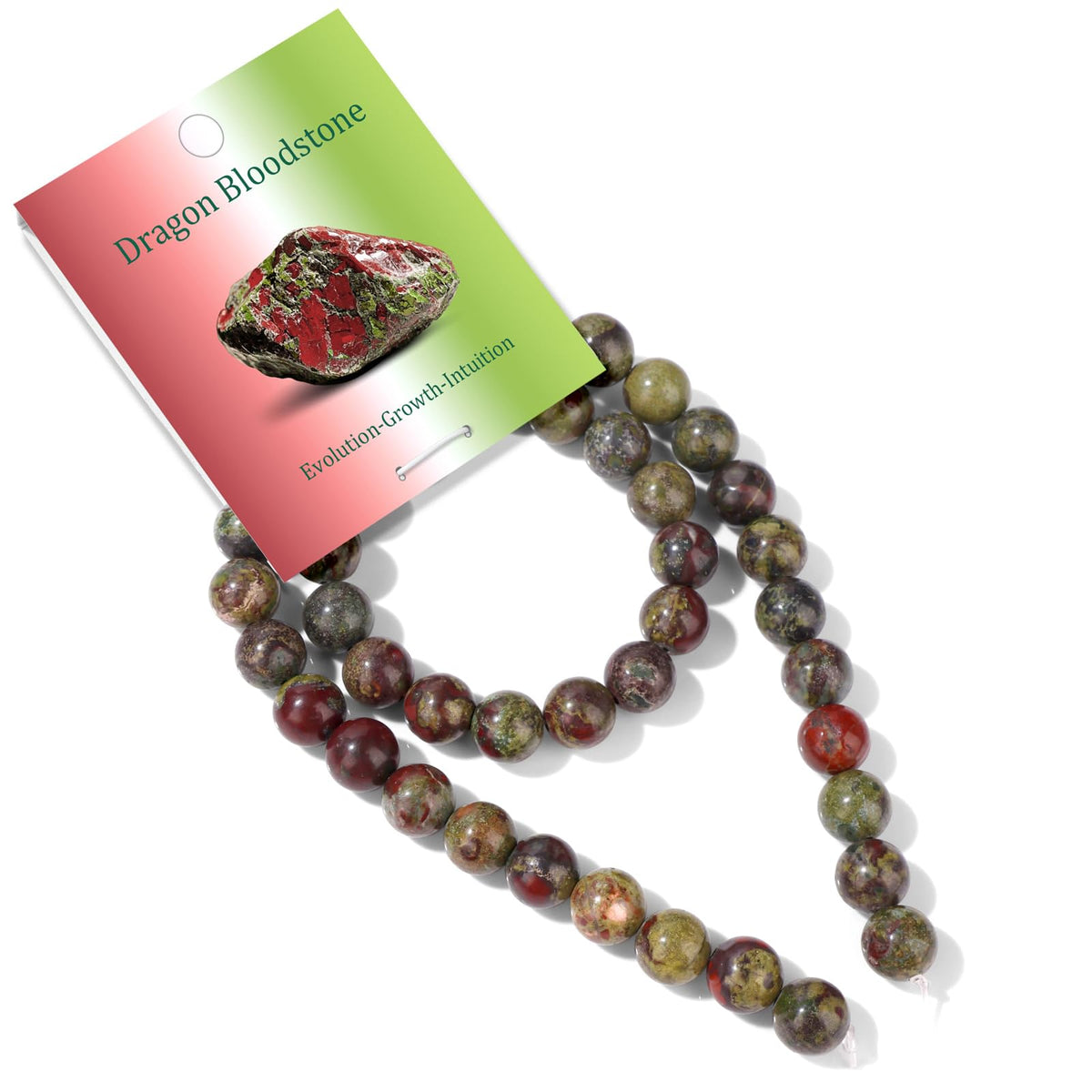 Risyfjew 50PCS 8mm Natural Dragon Bloodstone Beads Gemstone Round Loose Beads for Jewelry Making Chakra Crystal Stone Beads for Bracelets Necklace Earrings Making Supplies (50pcs/Strand)