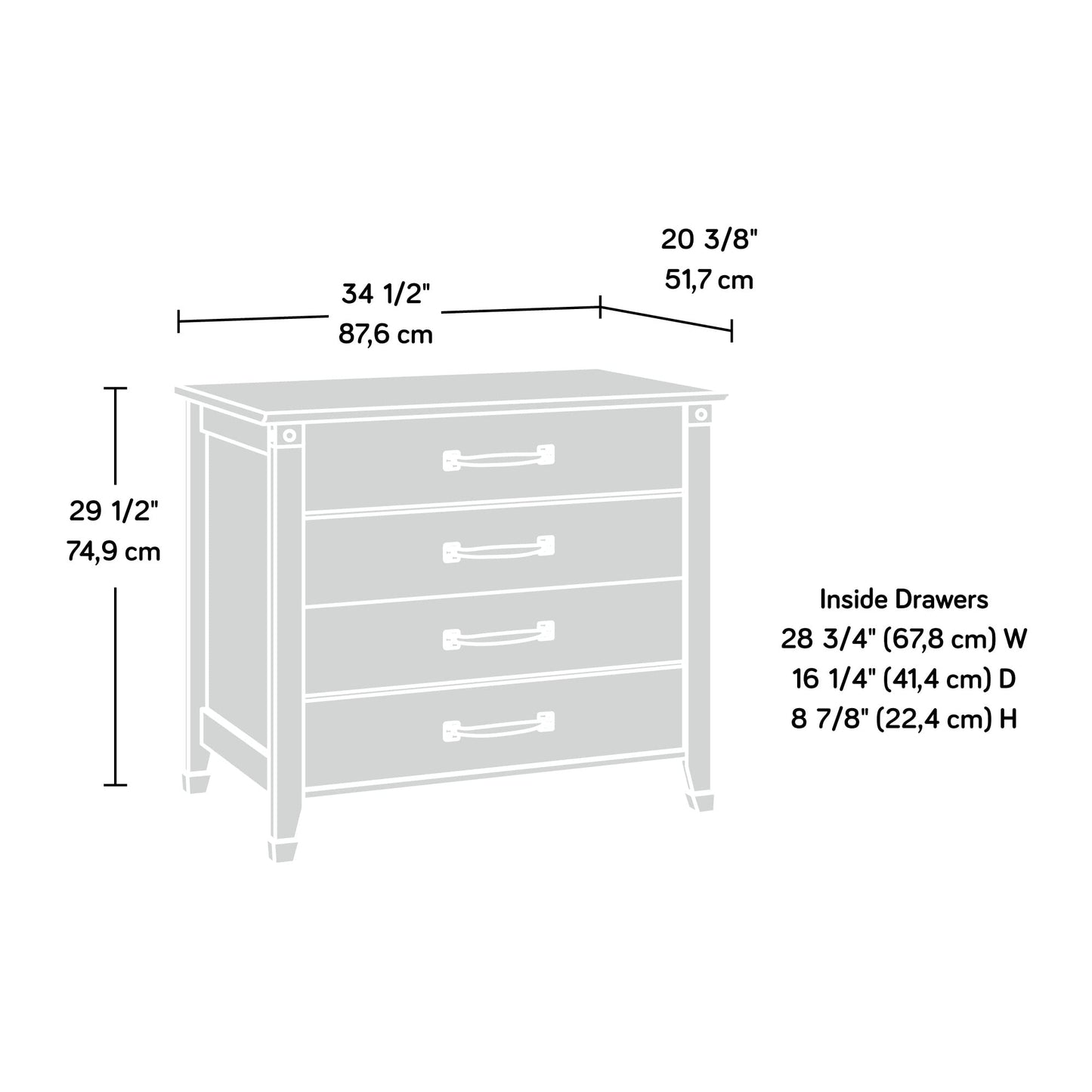 Sauder Carson Forge 2 Drawer Lateral File Cabinet, Rustic Vintage Style Filing Drawers, in Washington Cherry
