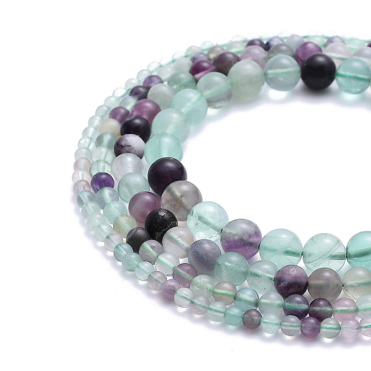 BEADIA Natural Fluorite Stone Round Loose Semi Gemstone Beads for Jewelry Making 4MM 89PCS