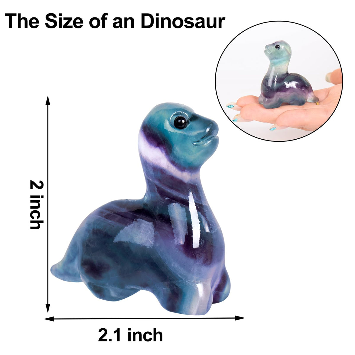 Hguxmcu Hand Carved Rainbow Fluorite Dinosaur Figurine 2 Inch Healing Crystal Statue Realistic Gemstone Animal Sculpture Reiki Energy Decor Lucky Gift for Meditation Collectors